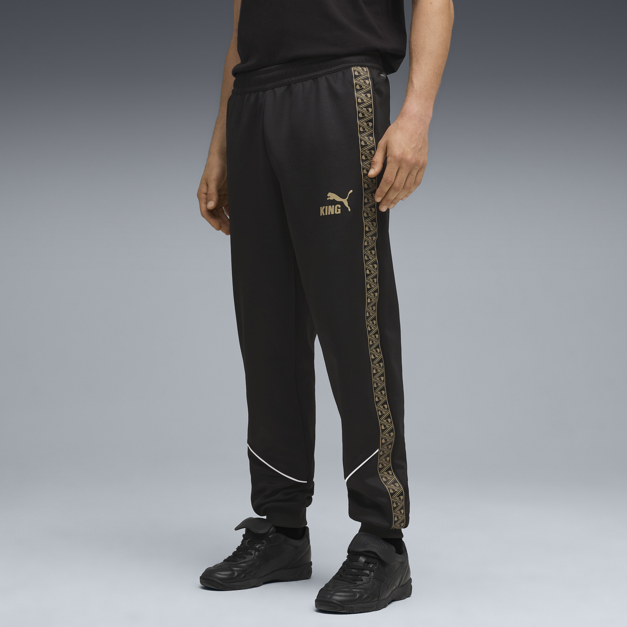 PUMA KING Anthem voetbalbroek voor Heren, Zwart/Goud, Maat L thumbnail 6