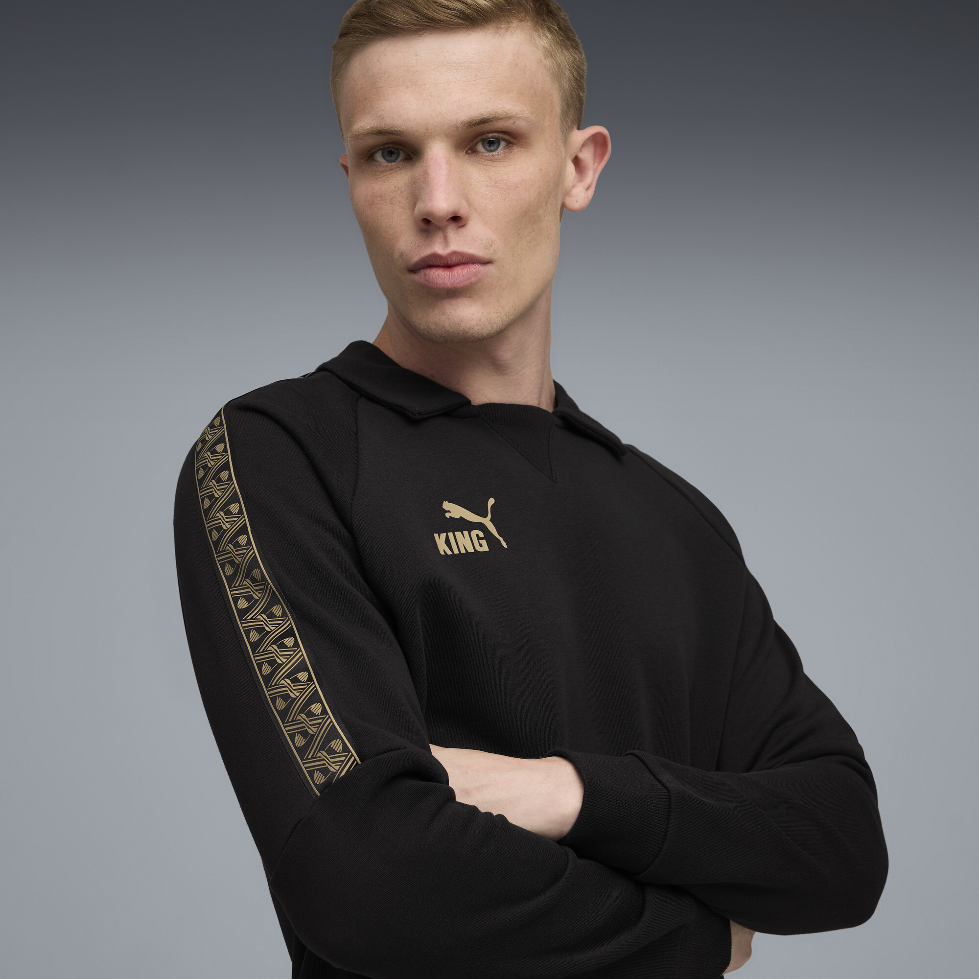 PUMA KING Drill voetbaltop voor Heren, Zwart/Goud, Maat L thumbnail 7