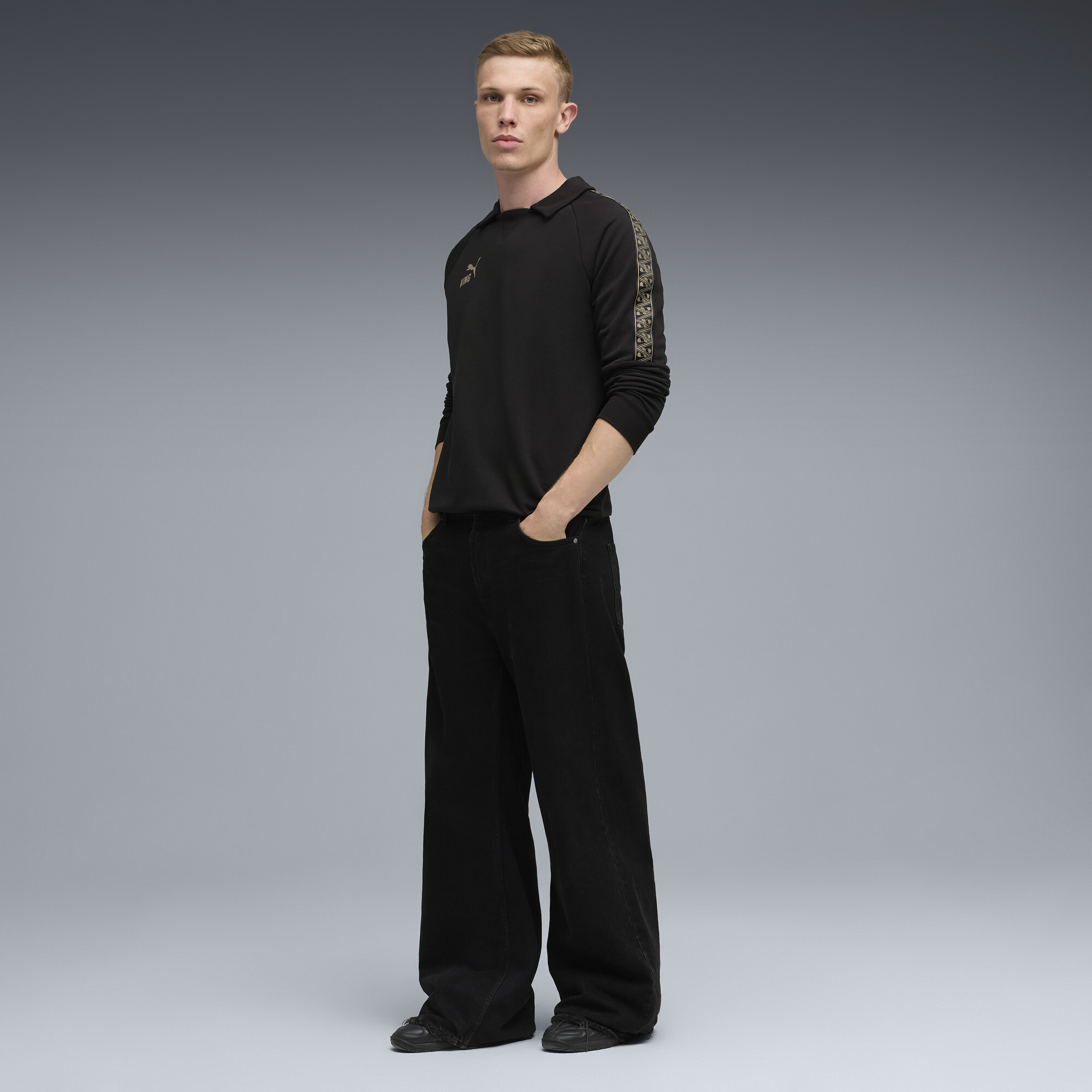 PUMA KING Drill voetbaltop voor Heren, Zwart/Goud, Maat L thumbnail 6