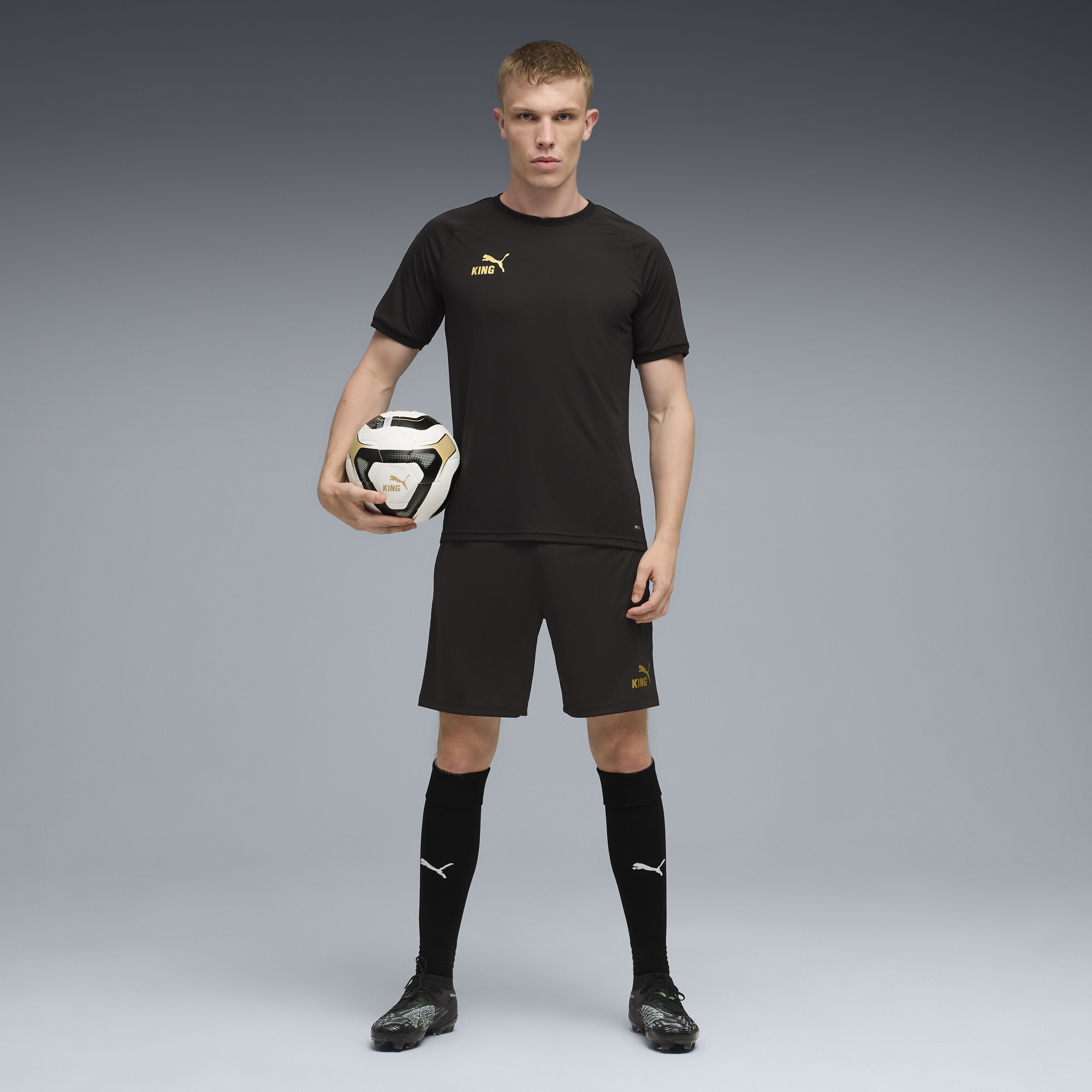 PUMA KINGtouch voetbalshirt voor Heren, Zwart/Goud, Maat L thumbnail 4