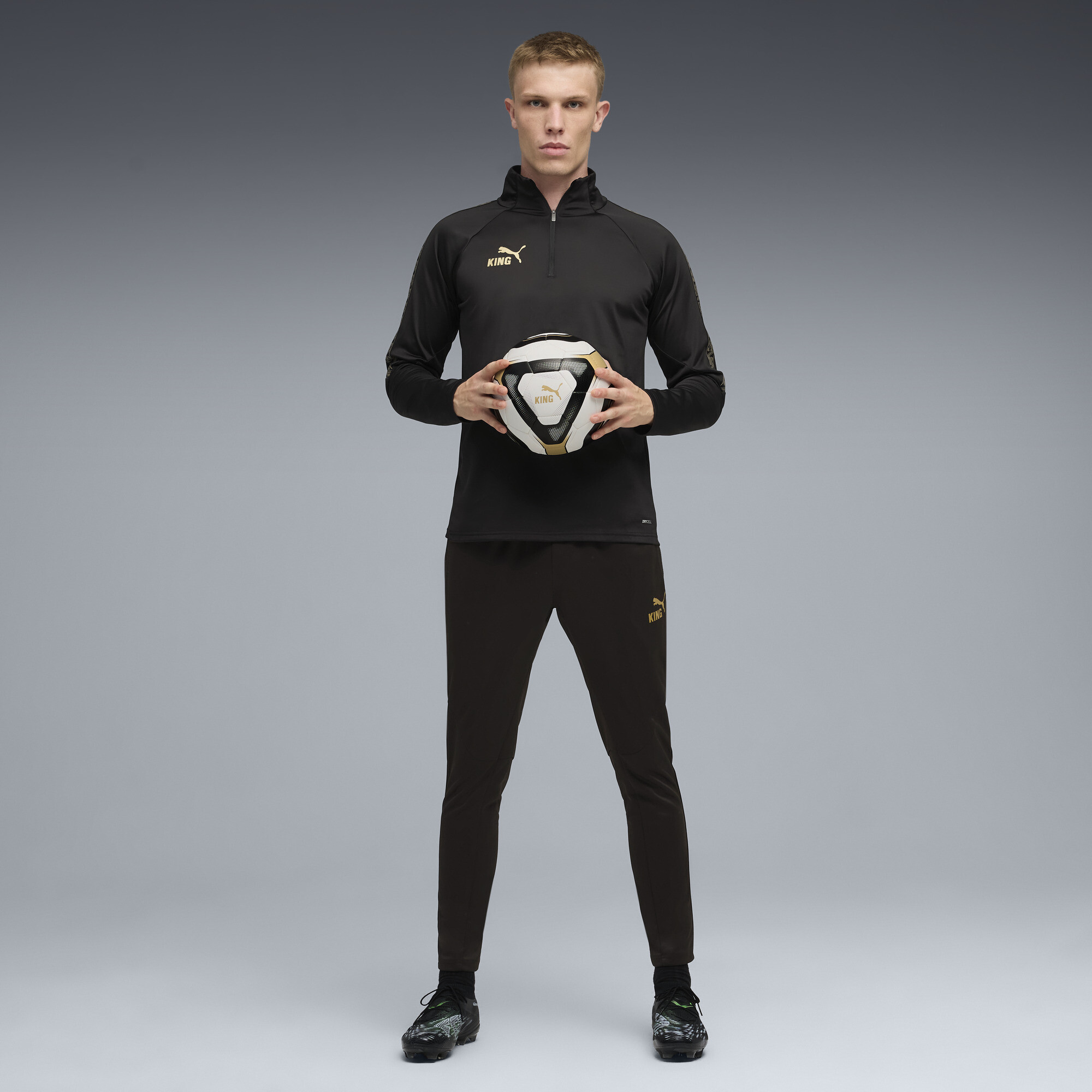 PUMA KINGtouch voetbalbroek voor Heren, Zwart/Goud, Maat XXL thumbnail 4