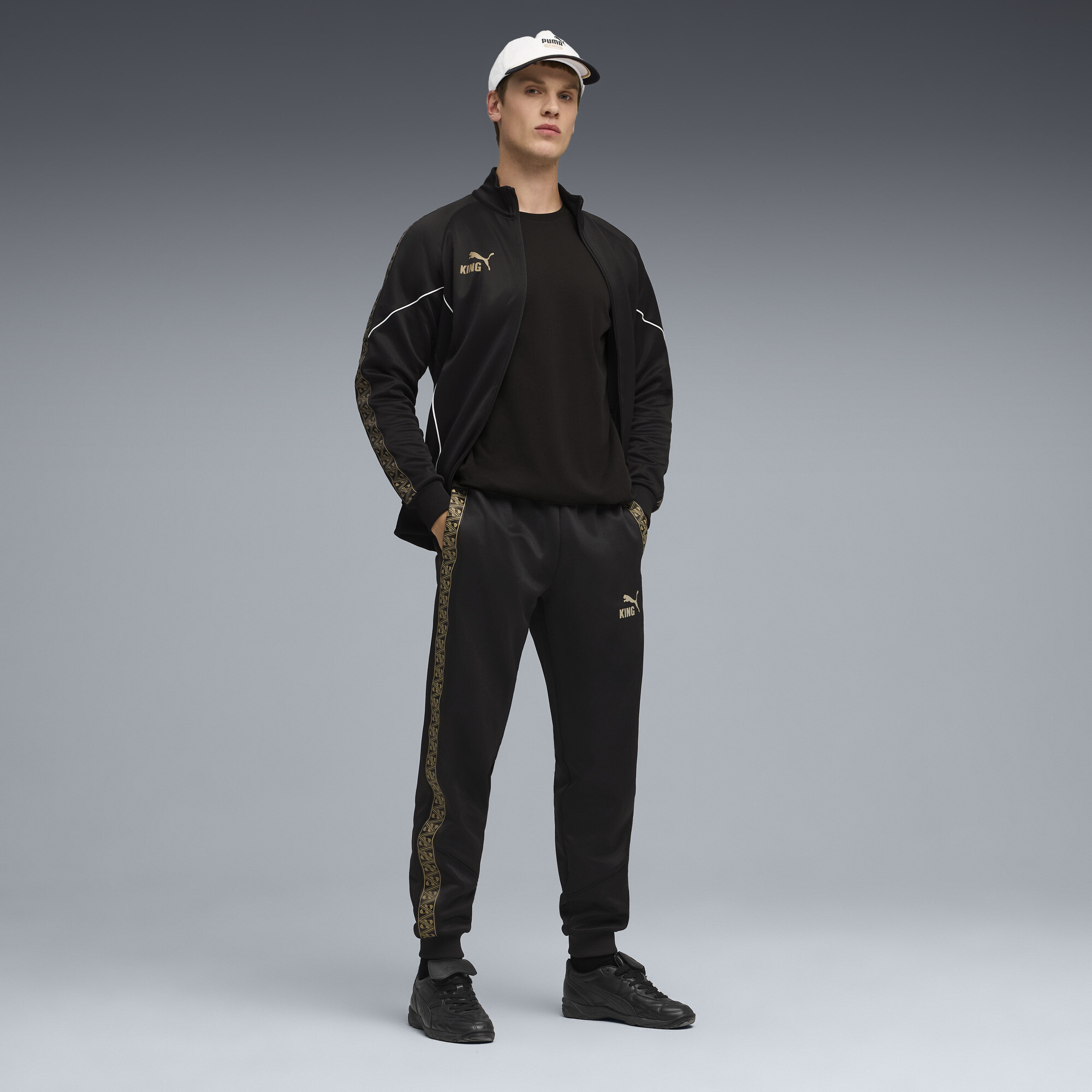 PUMA KING Anthem voetbaljack voor Heren, Zwart/Goud, Maat M thumbnail 6