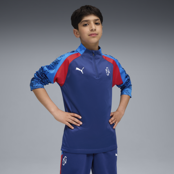 Neymar Jr Playmaker Quarter-Zip Football Top Youth, Blazing Blue-PUMA White-Ultra Blue, large-ZAF