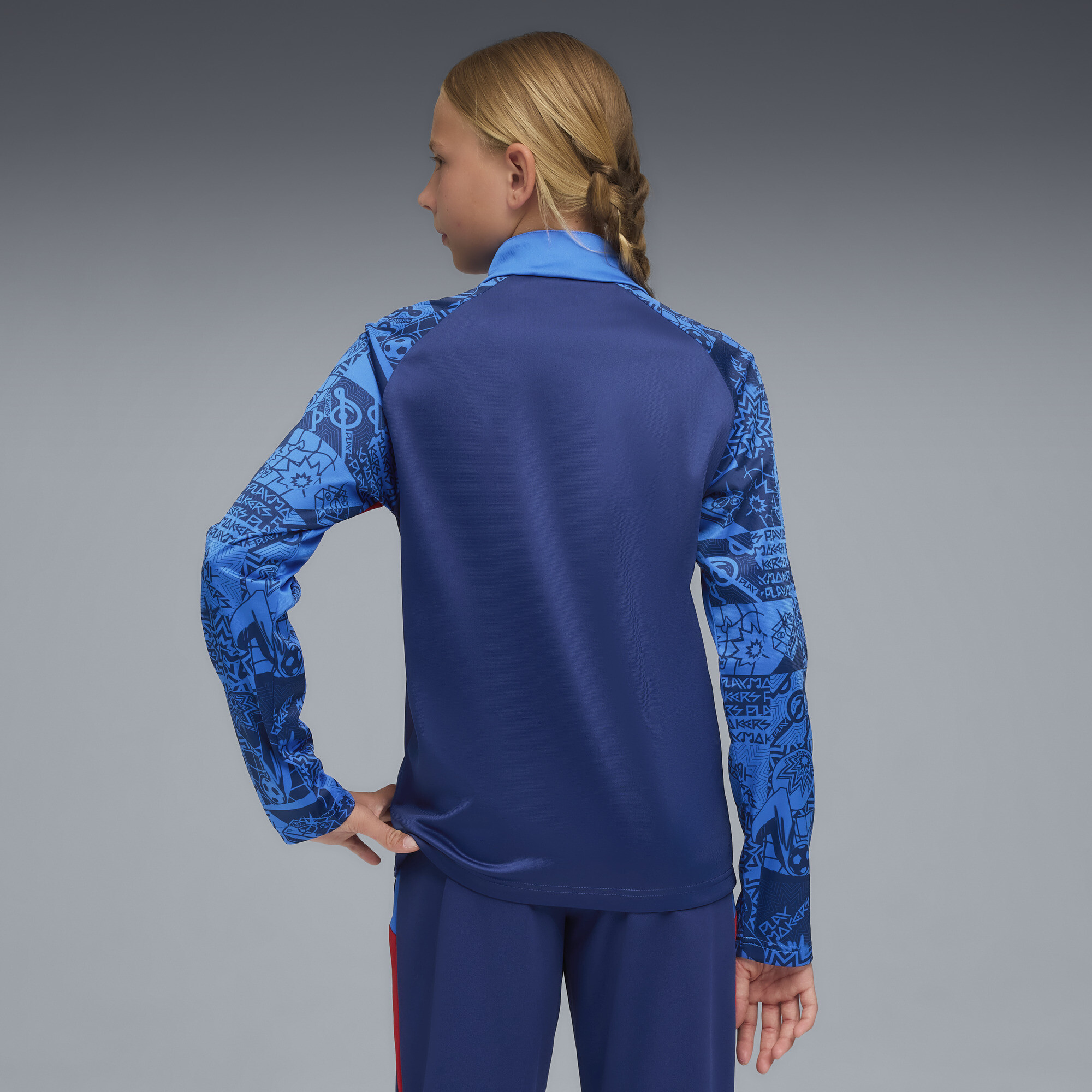 PUMA Neymar Jr Playmaker voetbaltop met kwartrits, Blauw/Wit, Maat 11-12Y thumbnail 4