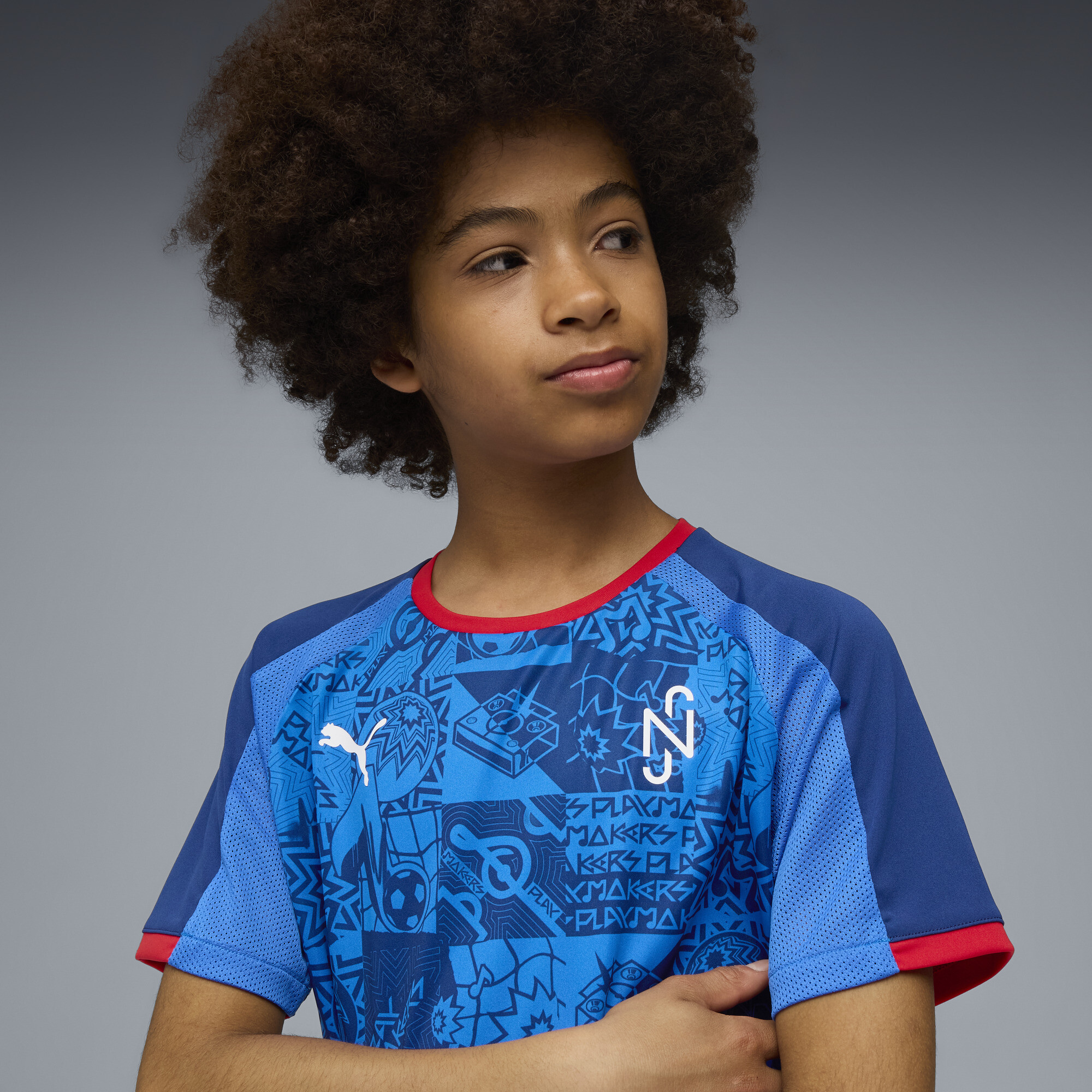 PUMA Neymar Jr Playmaker voetbalshirt, Blauw/Wit, Maat 5-6Y thumbnail 6