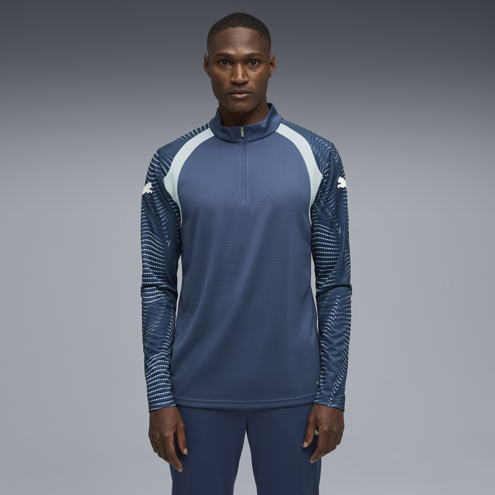 PUMA individualFINAL voetbaltop met kwartrits voor Heren, Blauw/Wit, Maat XS thumbnail 4