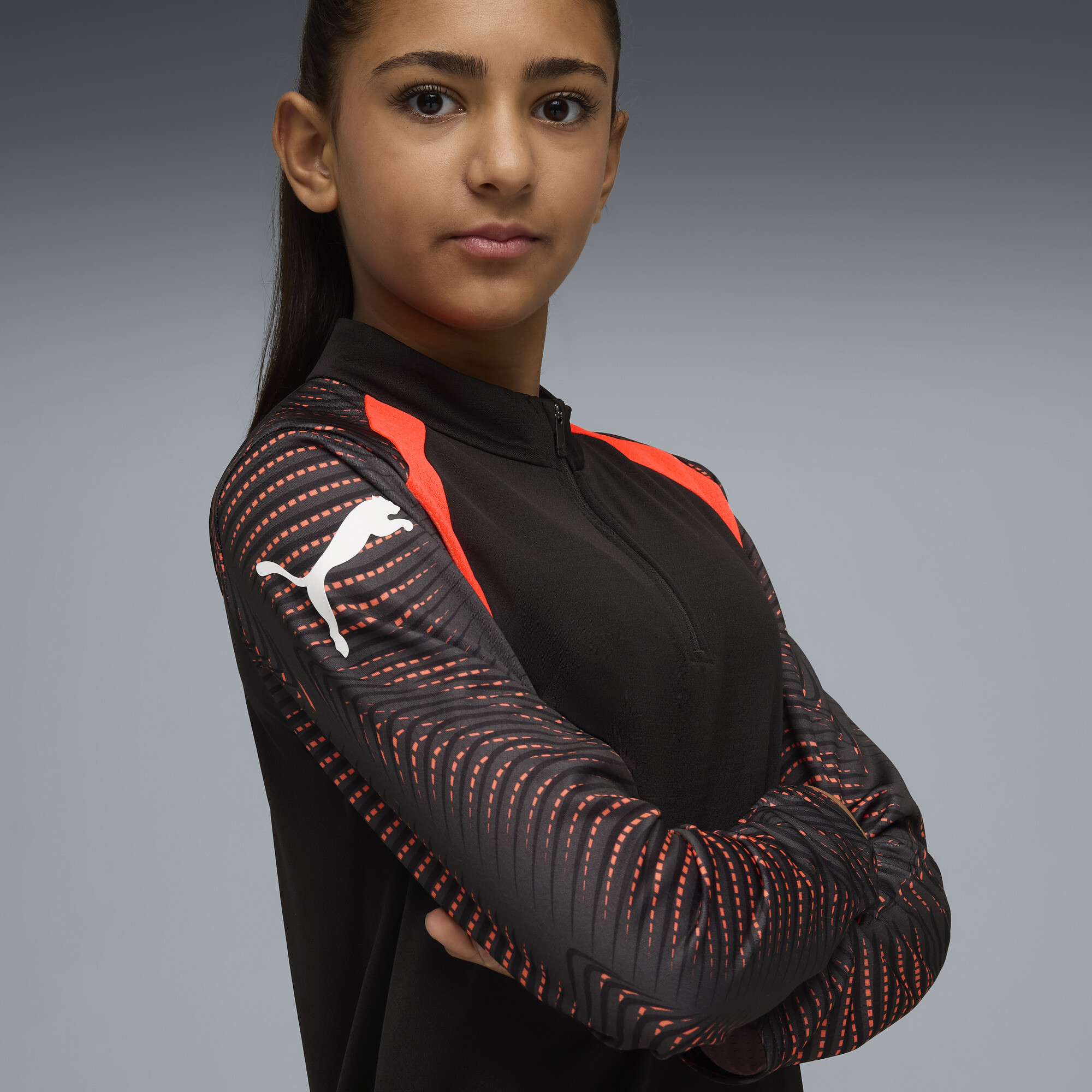 PUMA individualFINAL voetbaltop met kwartrits, Zwart/Rood, Maat 5-6Y thumbnail 6