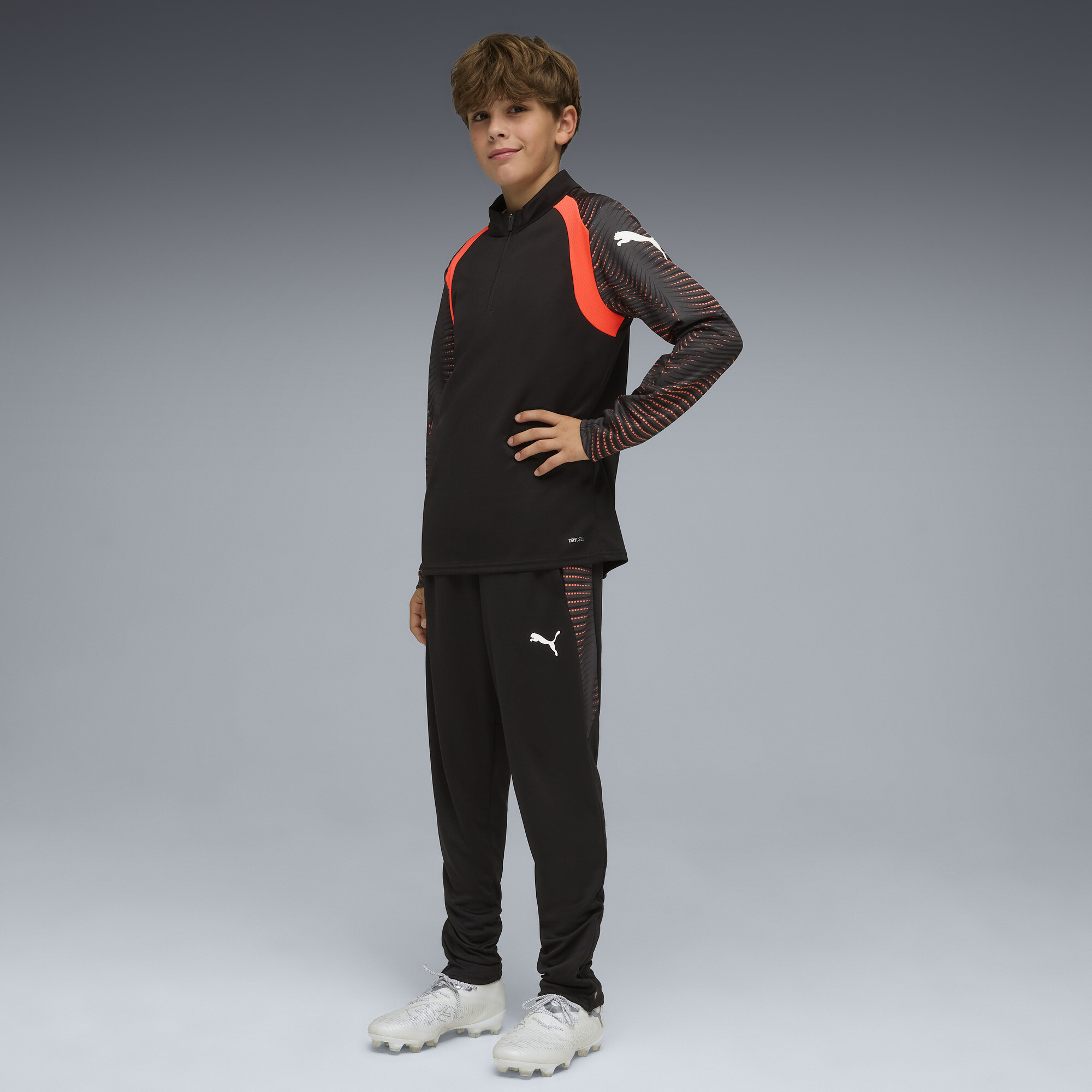 PUMA individualFINAL voetbaltop met kwartrits, Zwart/Rood, Maat 5-6Y thumbnail 5