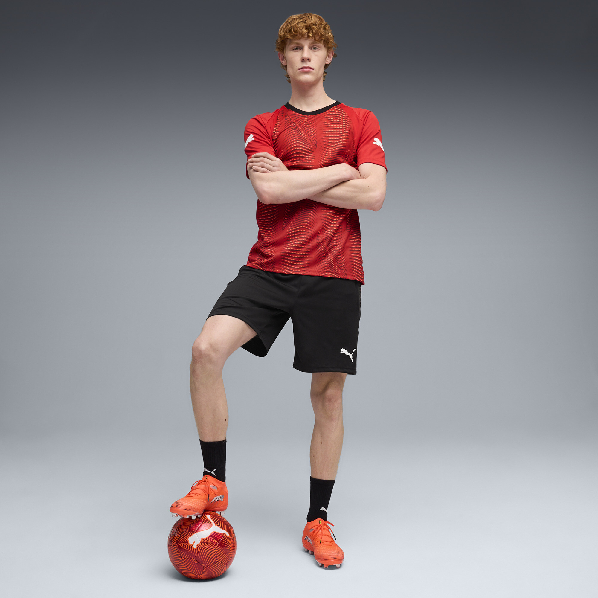 PUMA individualFINAL voetbalshort voor Heren, Grijs/Rood, Maat 3XL thumbnail 3