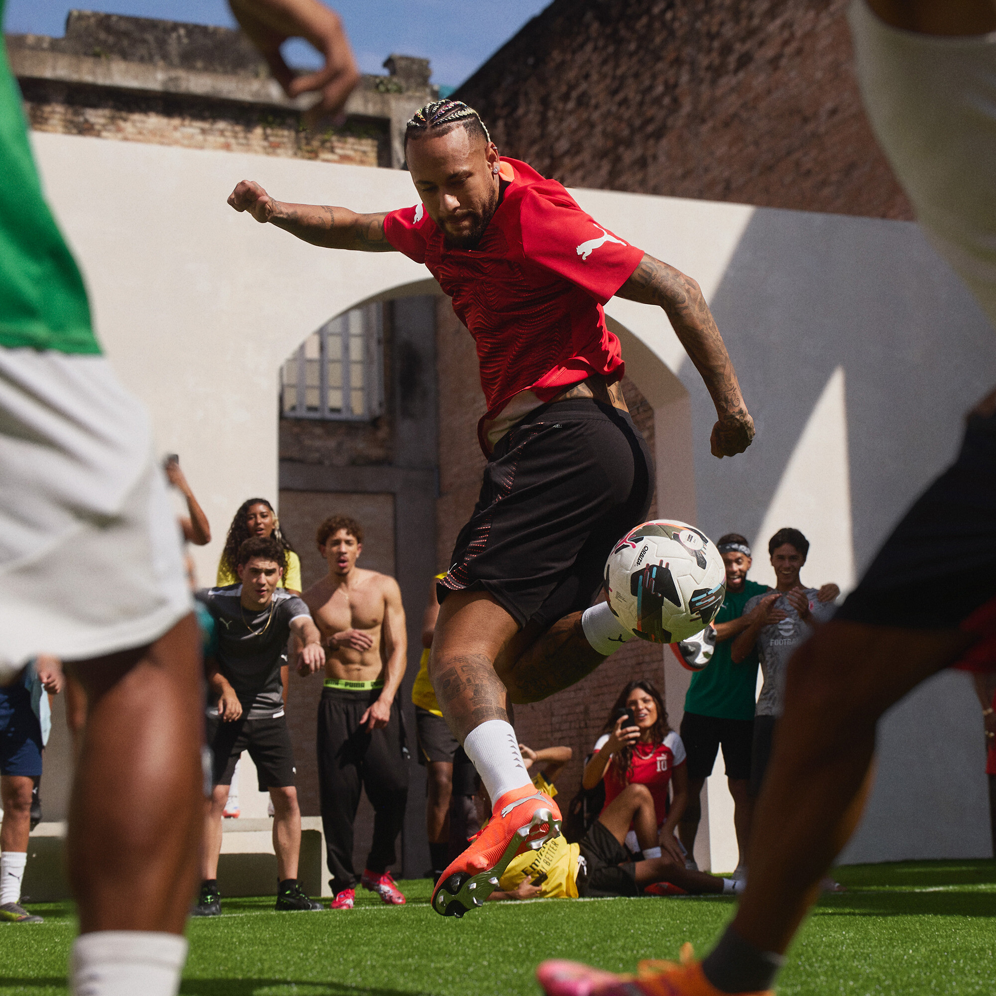 PUMA individualFINAL voetbalshort voor Heren, Grijs/Rood, Maat 3XL thumbnail 2