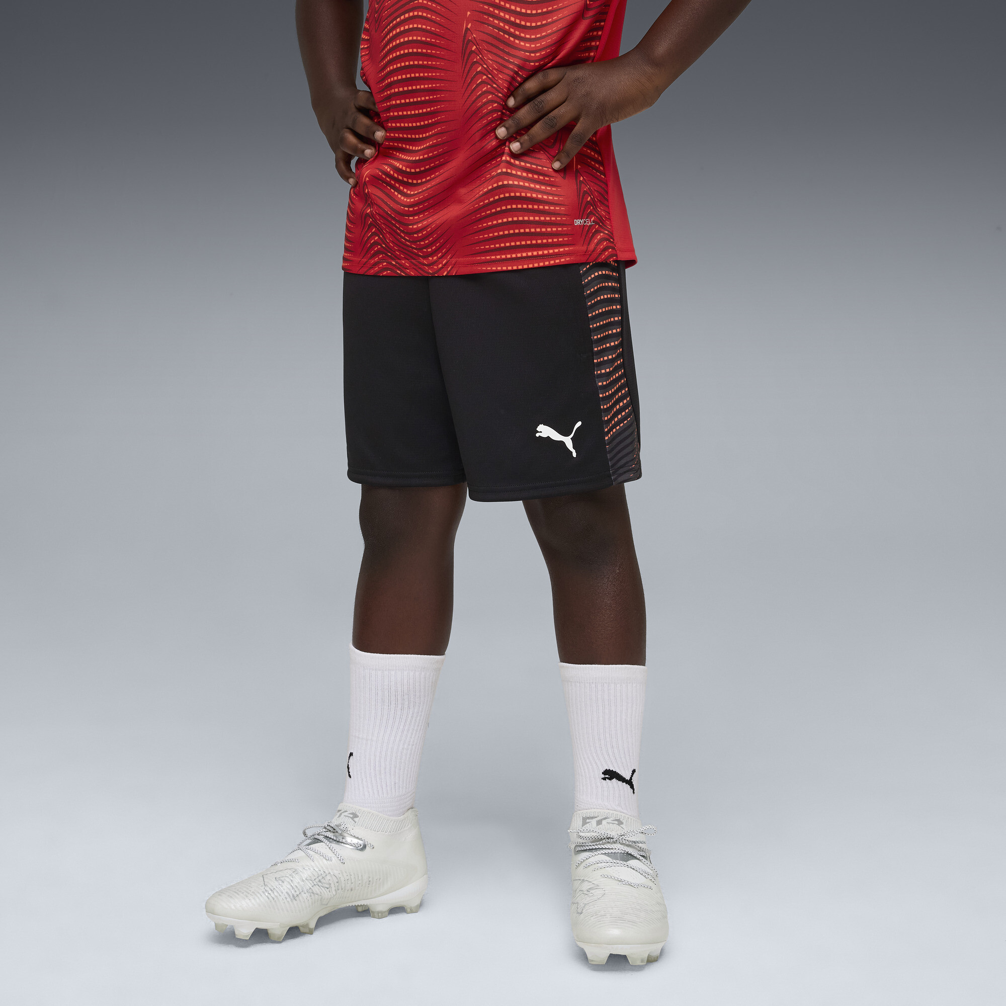 PUMA individualFINAL voetbalshort, Grijs/Rood, Maat 11-12Y thumbnail 4