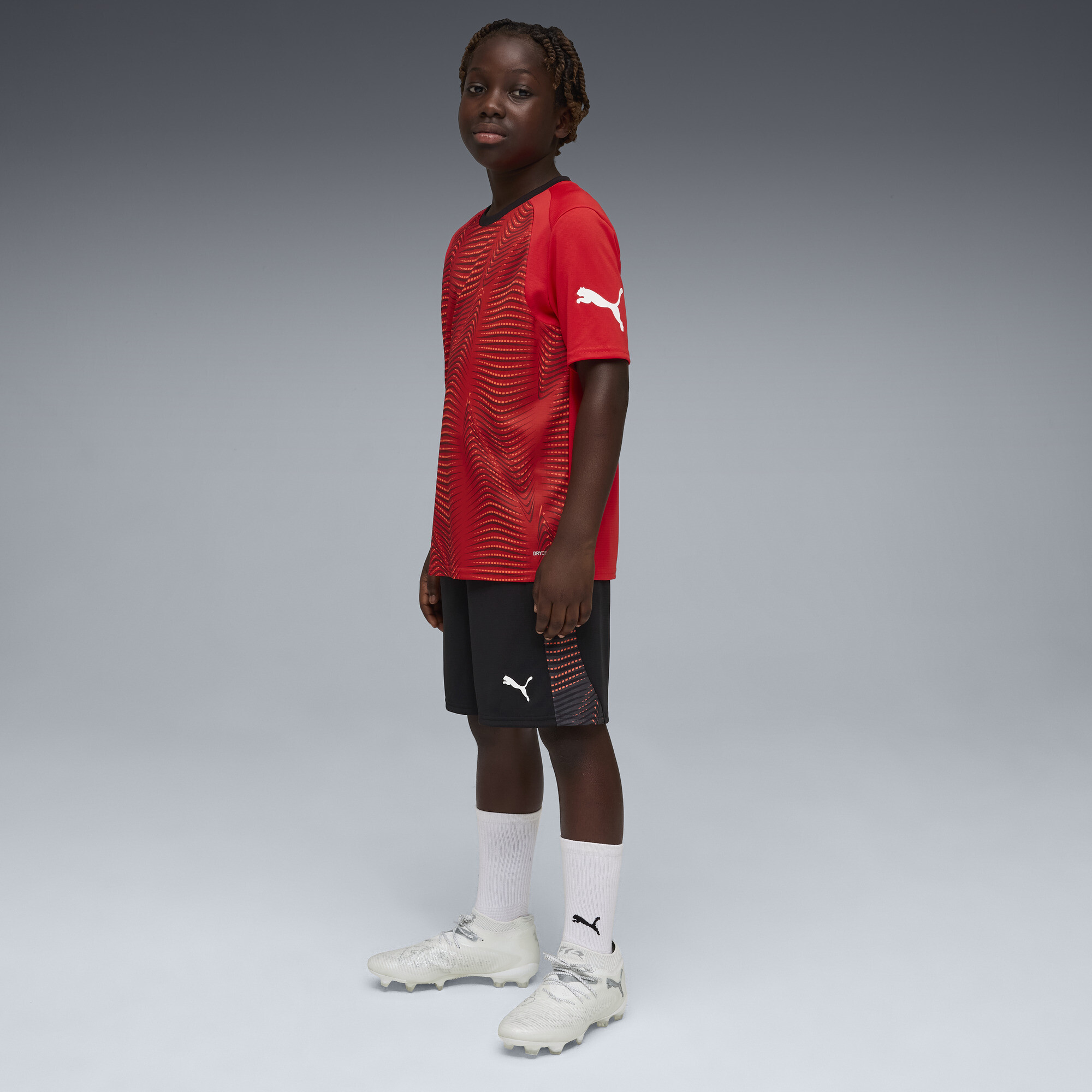 PUMA individualFINAL voetbalshort, Grijs/Rood, Maat 11-12Y thumbnail 2