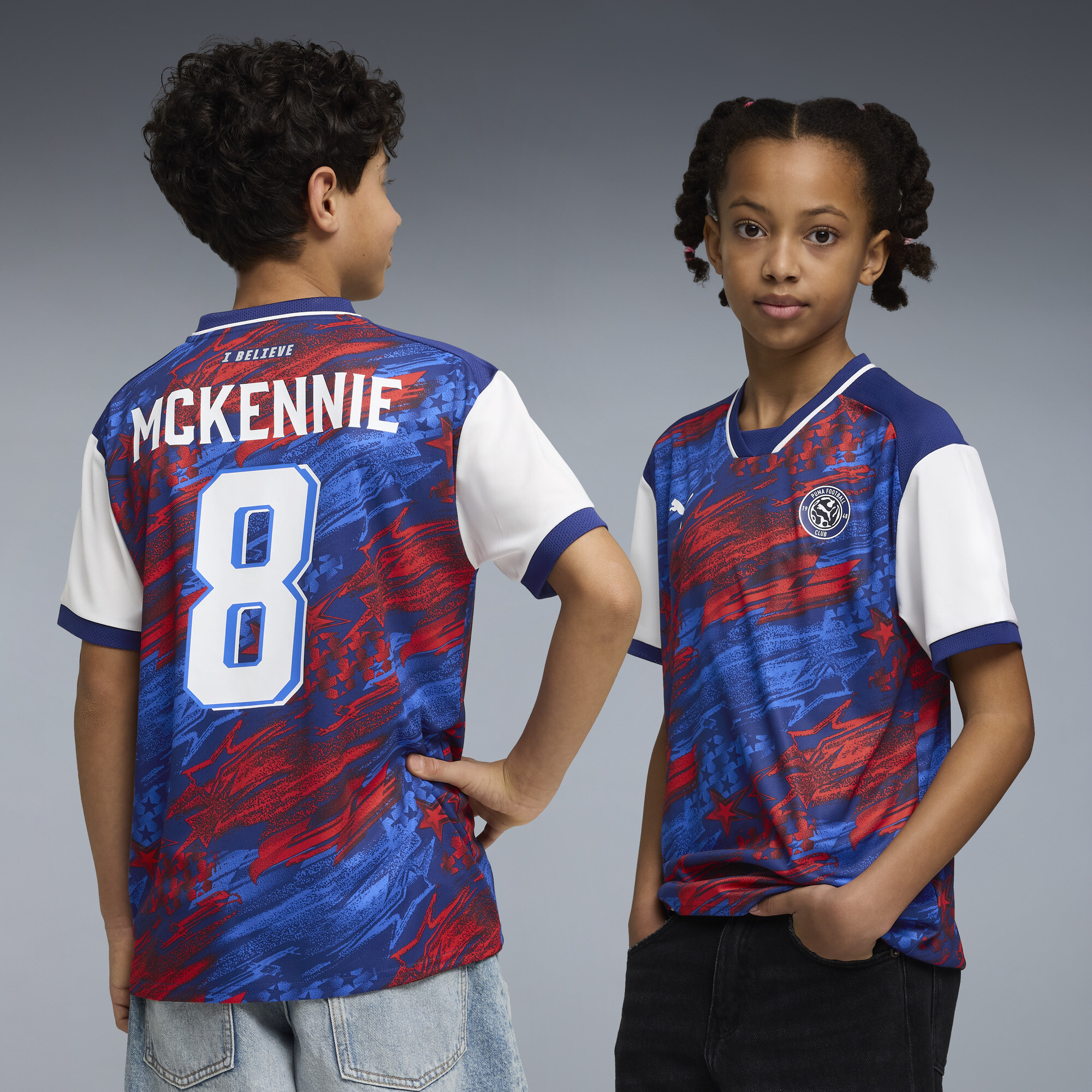 PUMA Weston McKennie USA Fanwear Big Kids' Soccer Jersey in Blue, Size L