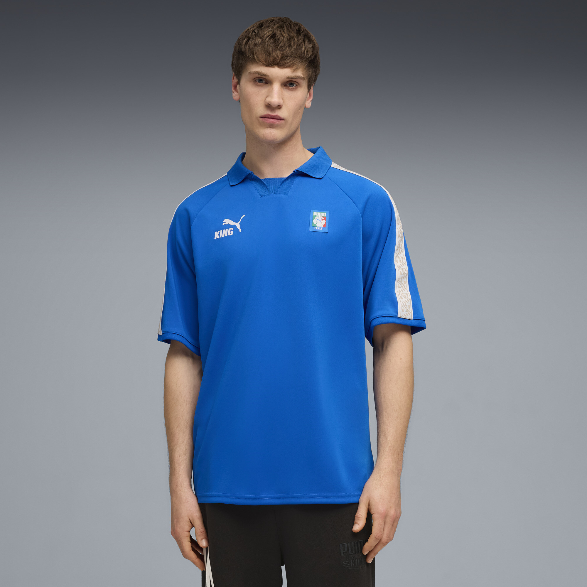 PUMA Italy KING Soccer Fanwear Men's Relaxed Jersey in Blue, Size M