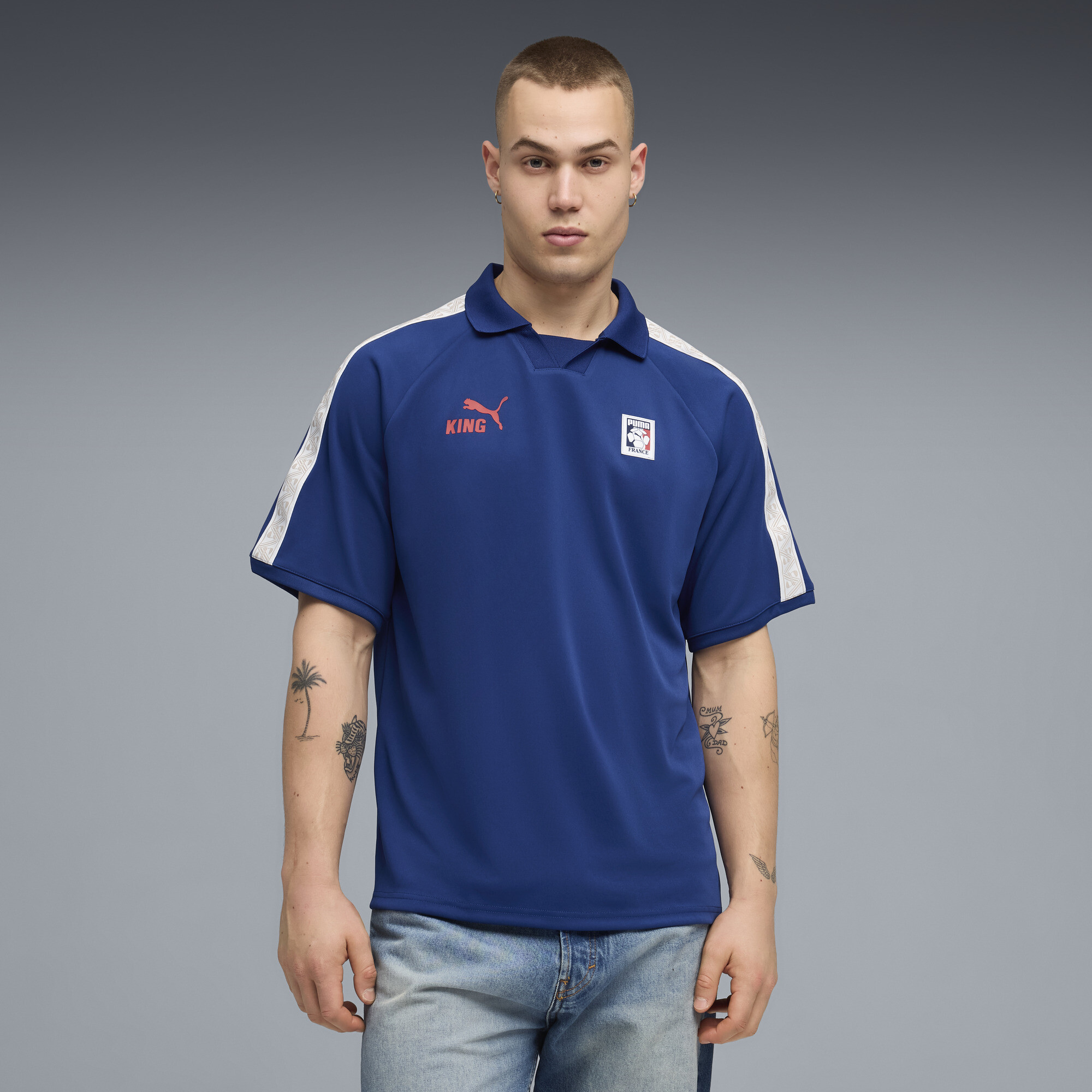 PUMA Germany KING Soccer Fanwear Men's Relaxed Jersey in Blue, Size XL