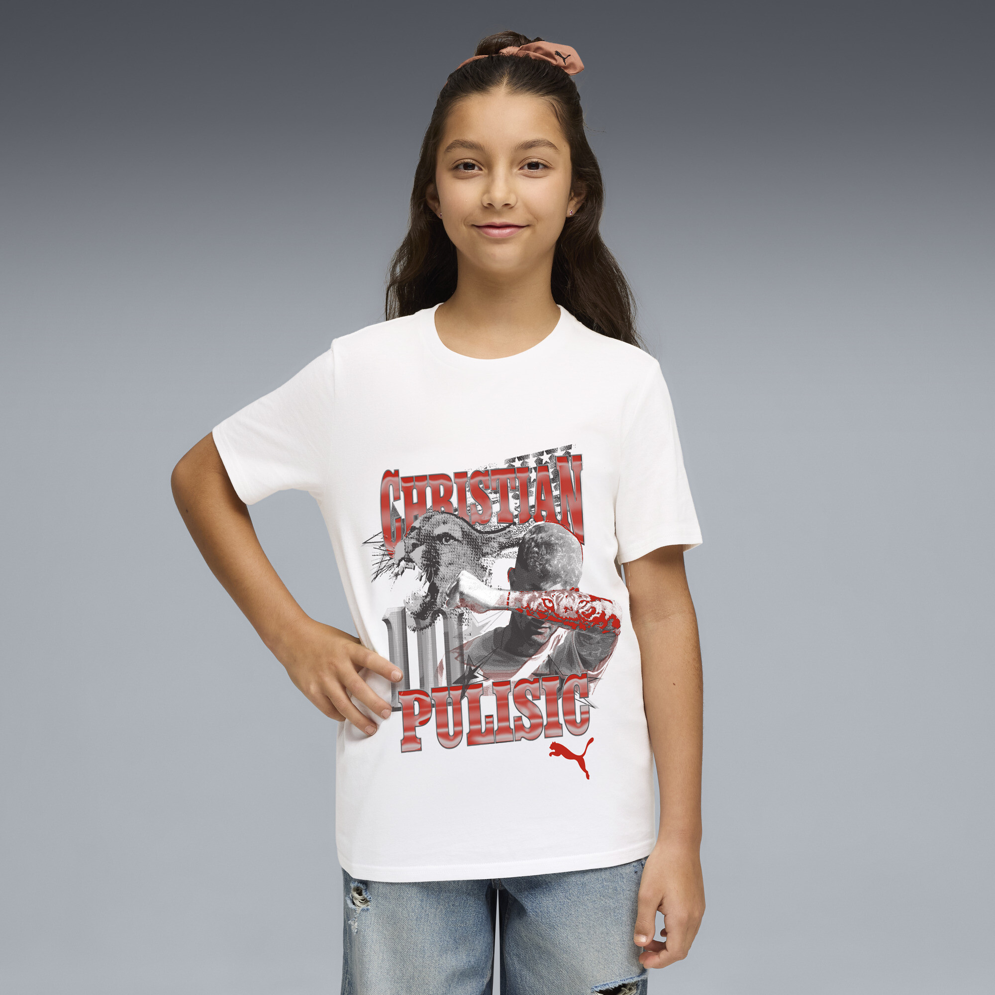 PUMA Christian Pulisic American Dream Big Kids' T-Shirt in White, Size XL