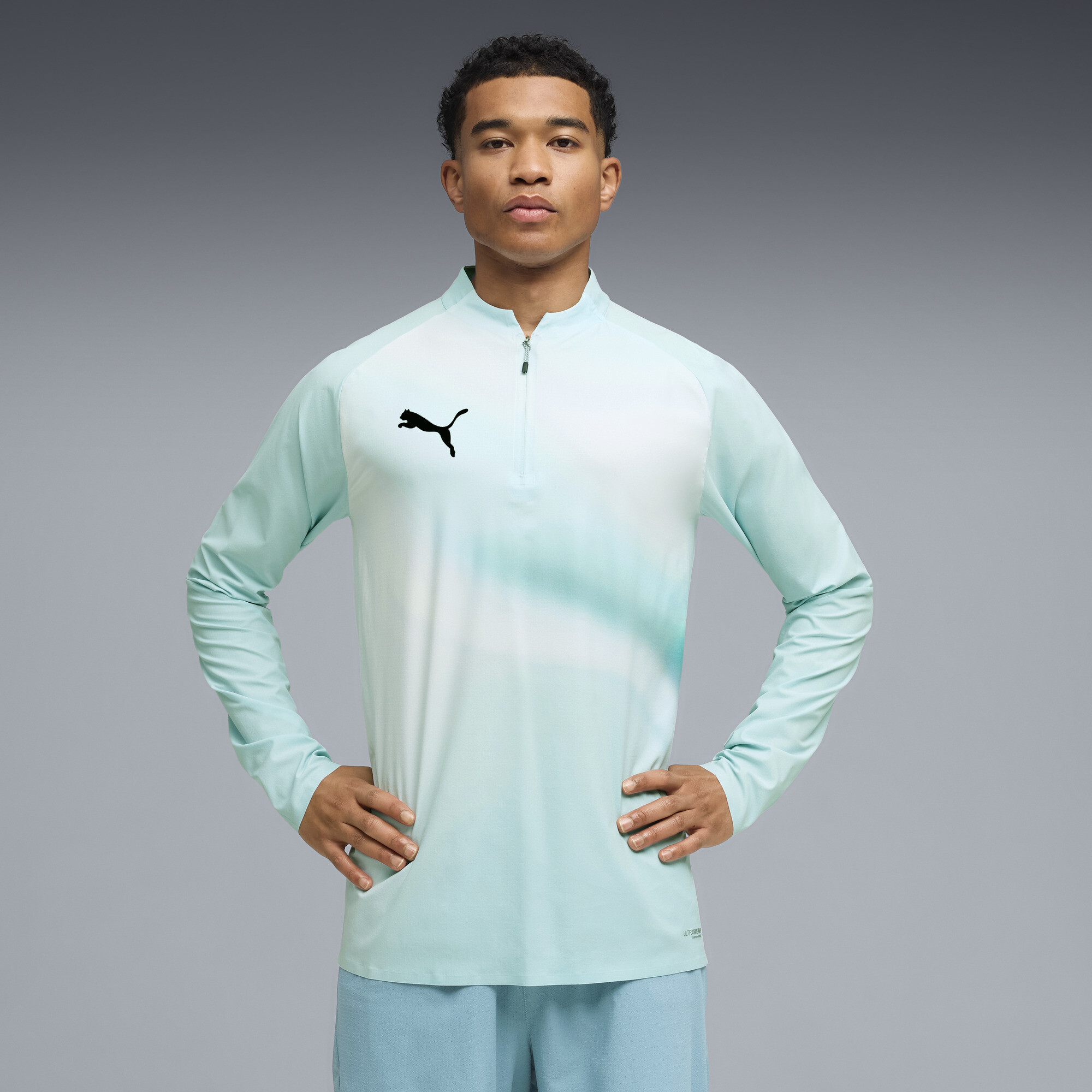 PUMA Individual Lightspeed Ultimate Men's Quarter-Zip Soccer Top in Blue, Size L