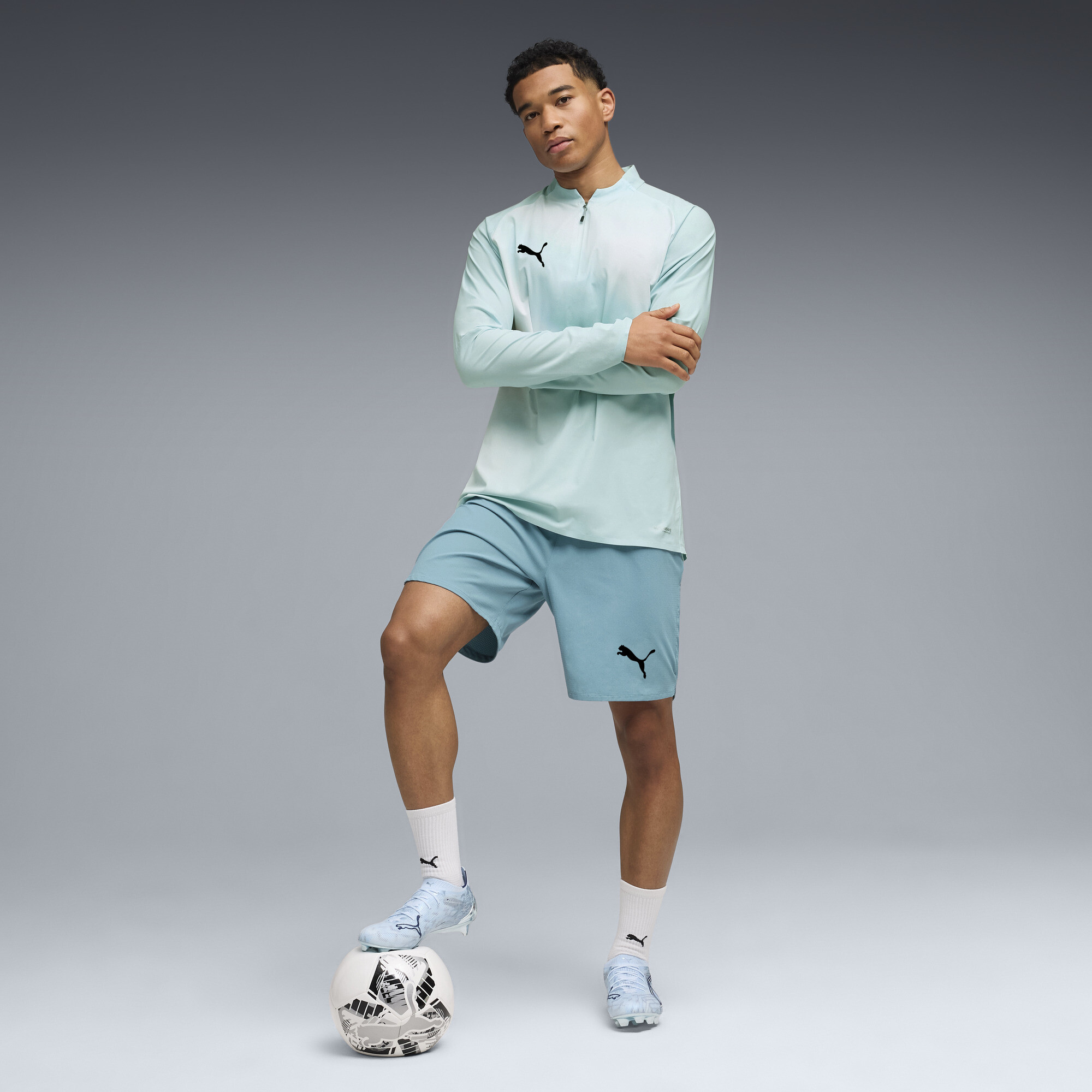 PUMA Individual Lightspeed Ultimate voetbaltop met kwartrits voor Heren, Zwart, Maat L thumbnail 6