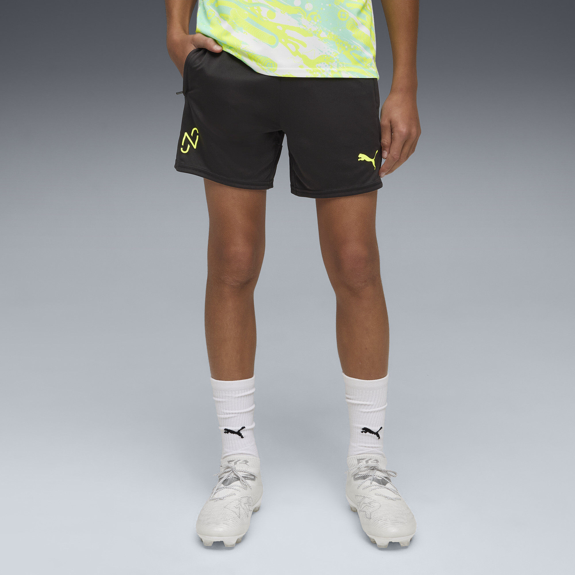 PUMA Neymar Jr Creativity trainingsshort, Zwart/Geel, Maat 13-14Y thumbnail 6