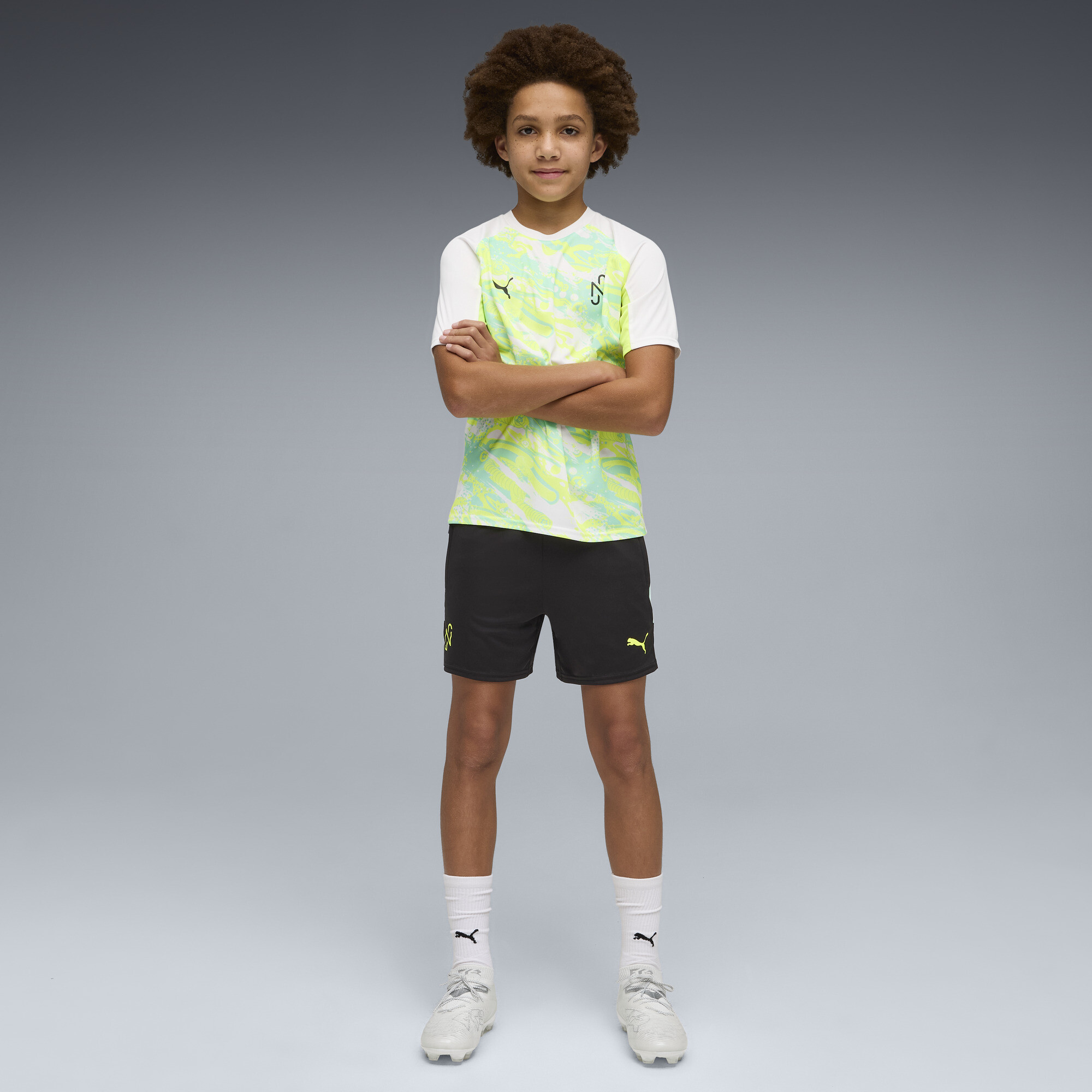 PUMA Neymar Jr Creativity trainingsshort, Zwart/Geel, Maat 13-14Y thumbnail 4