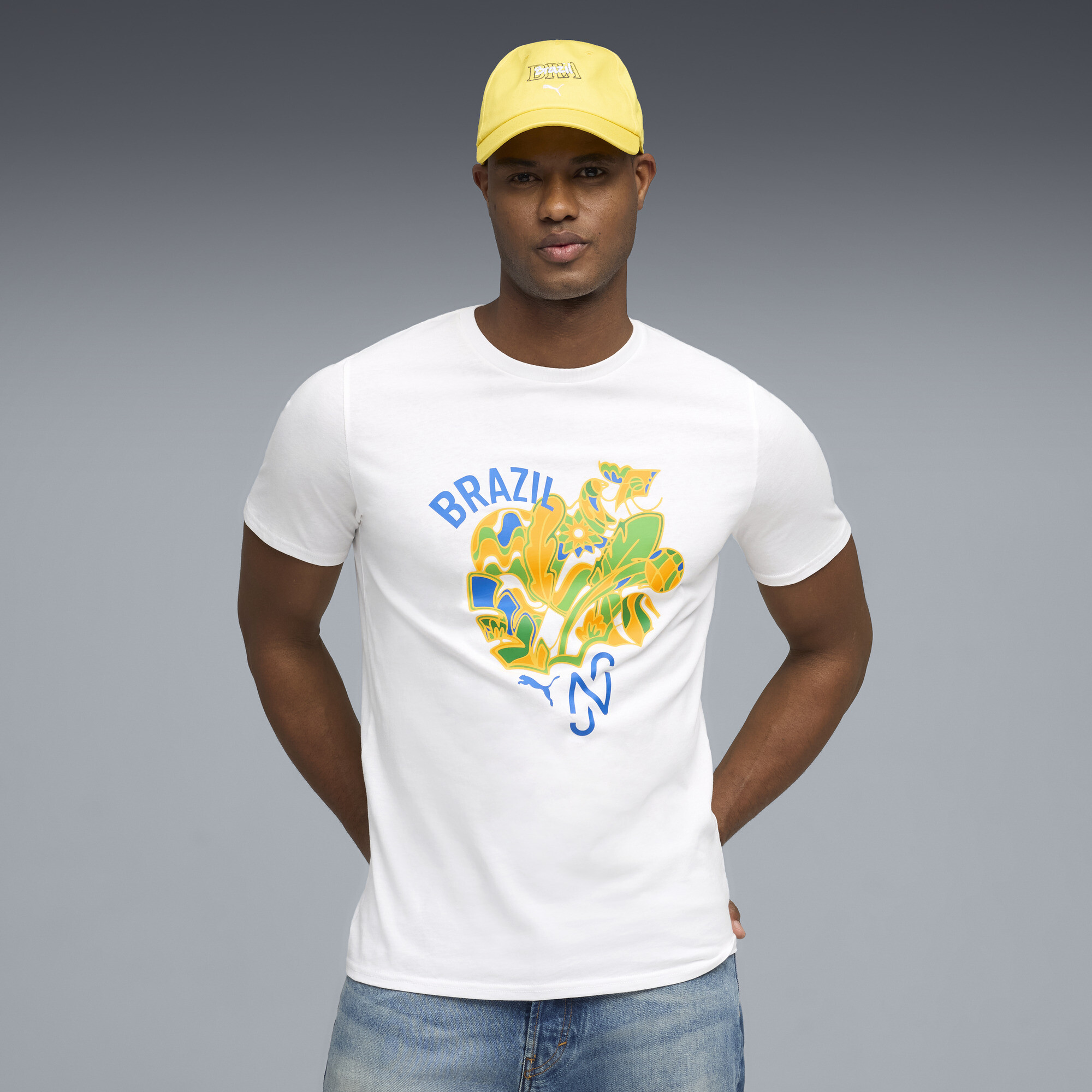 PUMA Neymar JR Brazil Passion Men's Soccer T-Shirt in White, Size XL