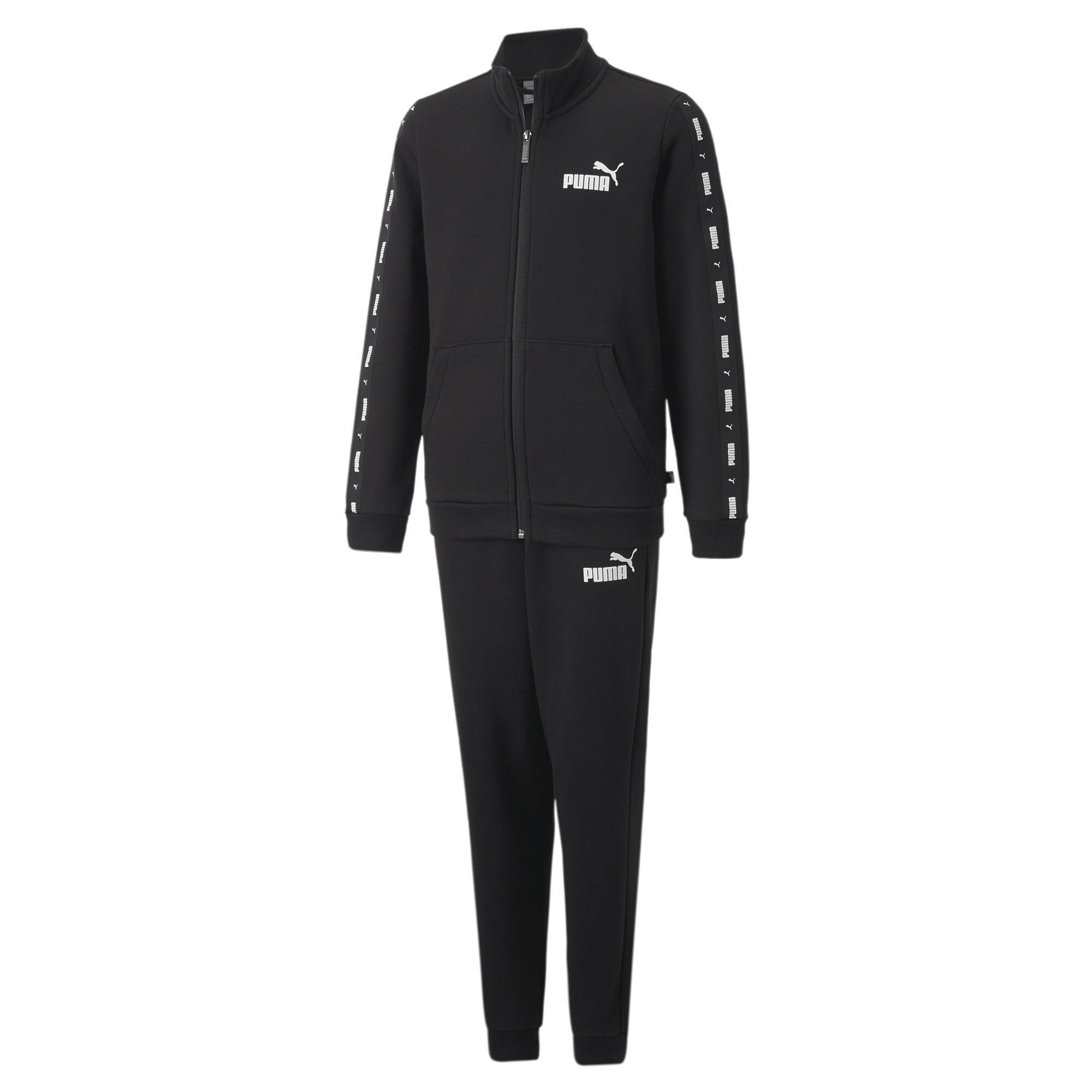 Men's Puma Tape Sweat Suit Youth, Black, Size 11-12Y, Clothing