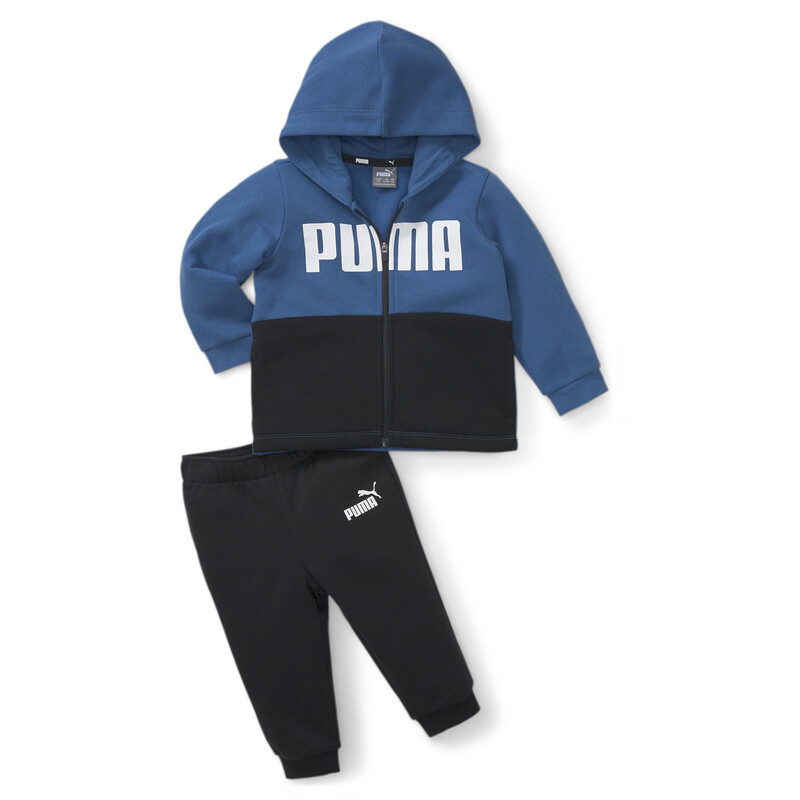 PUMA Minicats Colourblock Toddlers Jogger Set, Black/blue