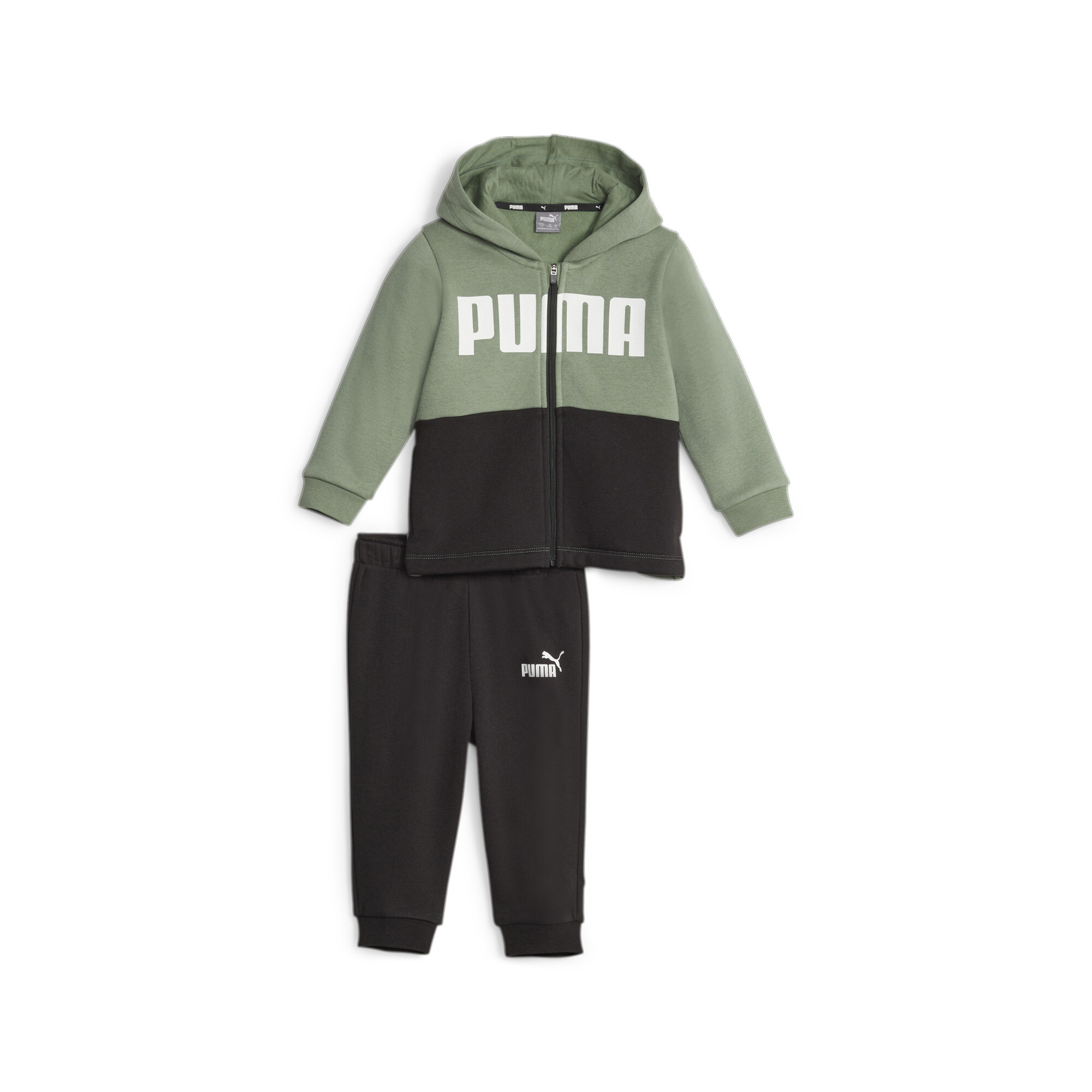 Puma Minicats Colourblock Jogger Suit Babies, Green, Size 9-12M, Clothing