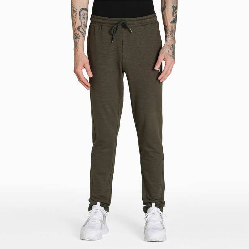 Men's PUMA Slub Slim Fit Pants, Black/brown