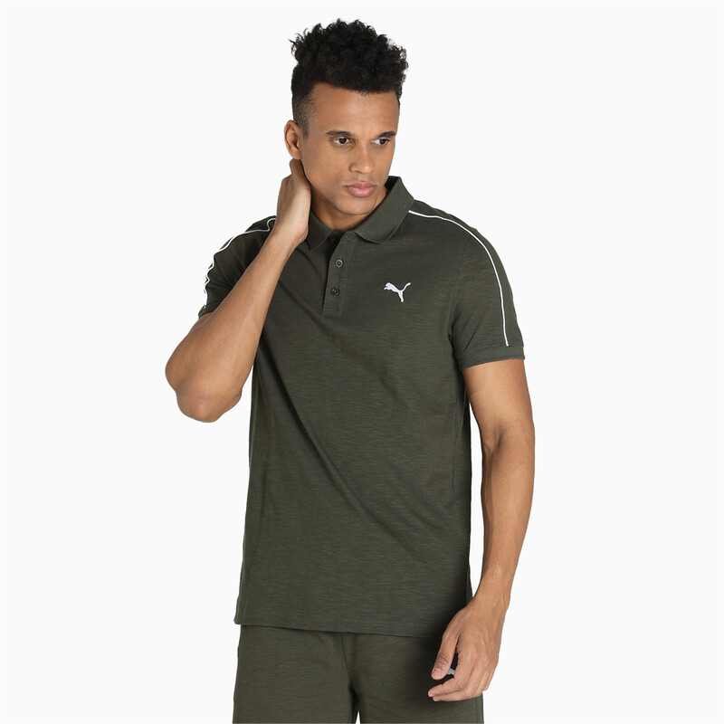 

Men's PUMA Slub Slim Fit Polo, Black/brown