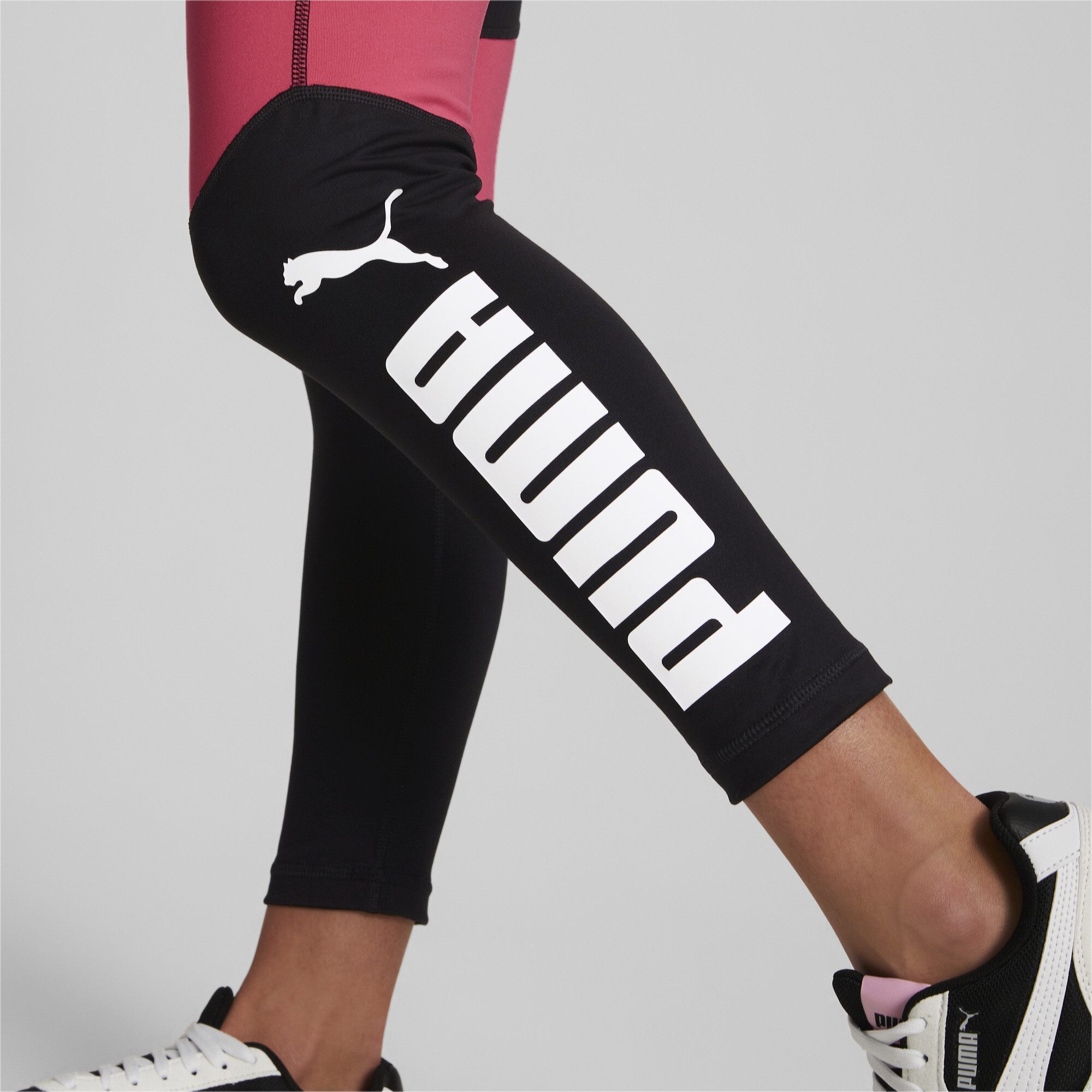 PUMA Favourites Logo High Waisted 7/8 Leggings In Pink, Size 11-12 Youth
