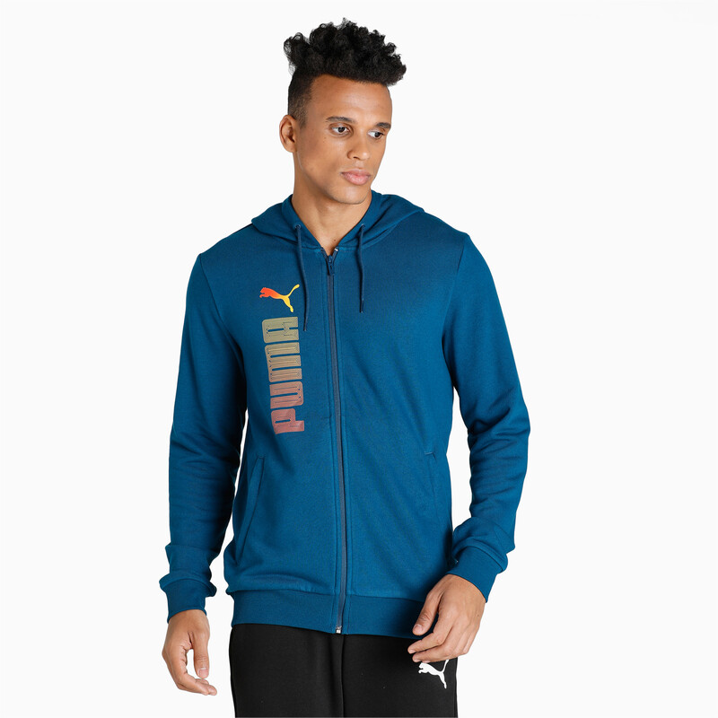 

Men's PUMA Full-Zip Hooded Slim Fit Jacket, Black/blue