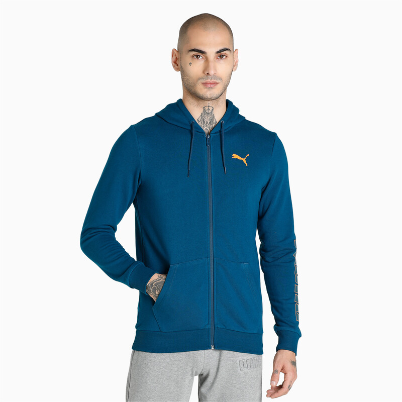 

Men's PUMA Fleece Full Zip Slim Fit Hoodie, Black/blue