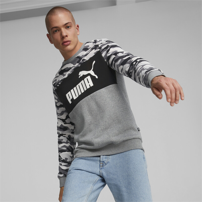 Men's PUMA Essentials+ Camo Crewneck Regular Fit Sweatshirt, Black