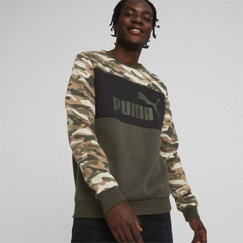

Men's PUMA Camo Regular Fit Crew-Neck Sweatshirt, Black/brown
