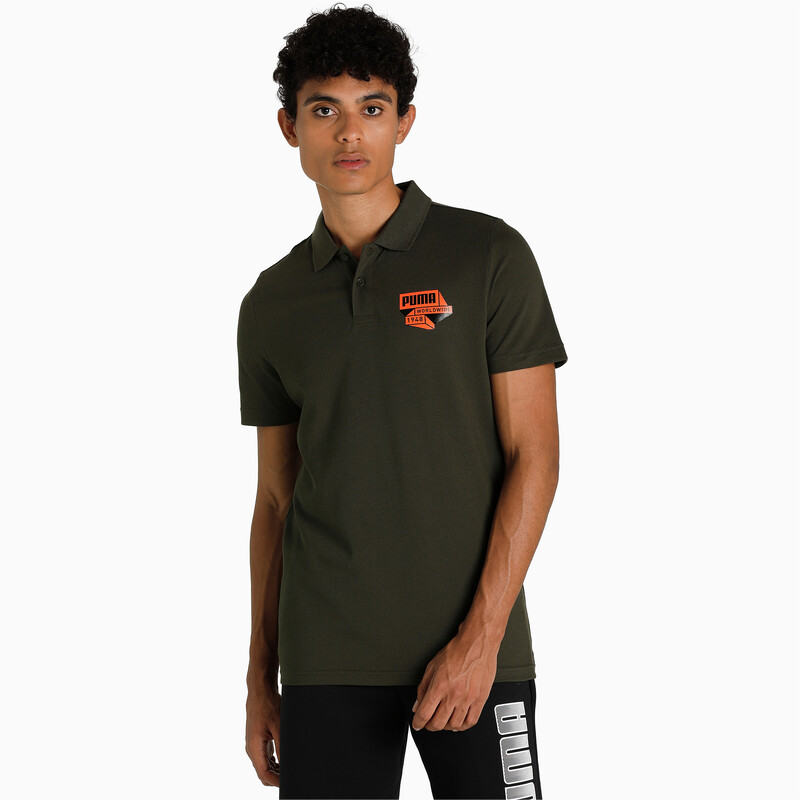 

Men's PUMA Graphic Slim Fit Polo, Black/brown
