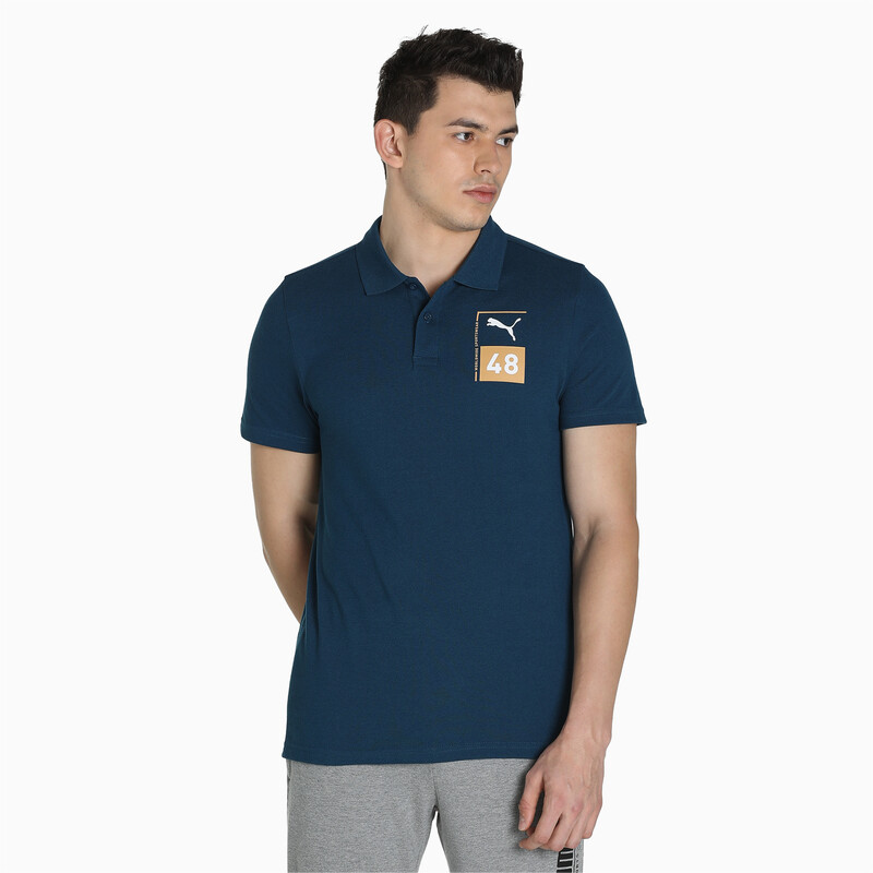 

Men's PUMA Graphic Polo, Black/blue