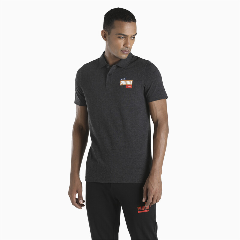 

Men's PUMA Graphic Slim Fit Polo, Black/gray