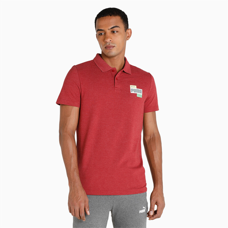 

Men's PUMA Graphic Slim Fit Polo, Red/gray