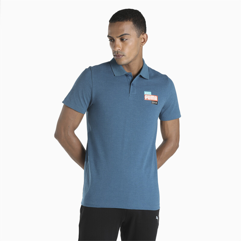 

Men's PUMA Graphic Slim Fit Polo, Black/gray/blue