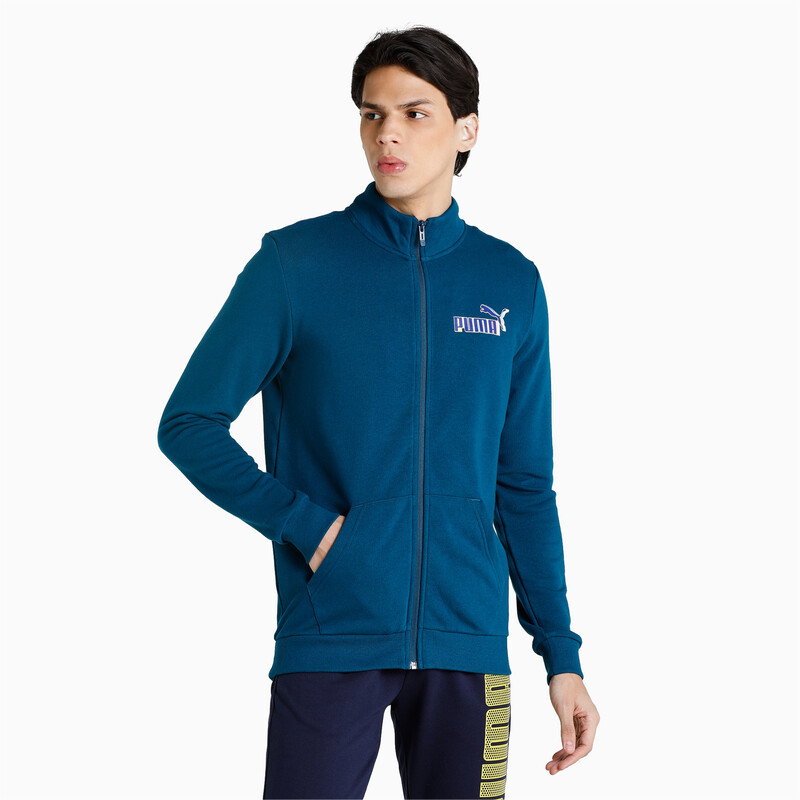 

Men's PUMA Graphic Slim Fit Jacket, Black/blue