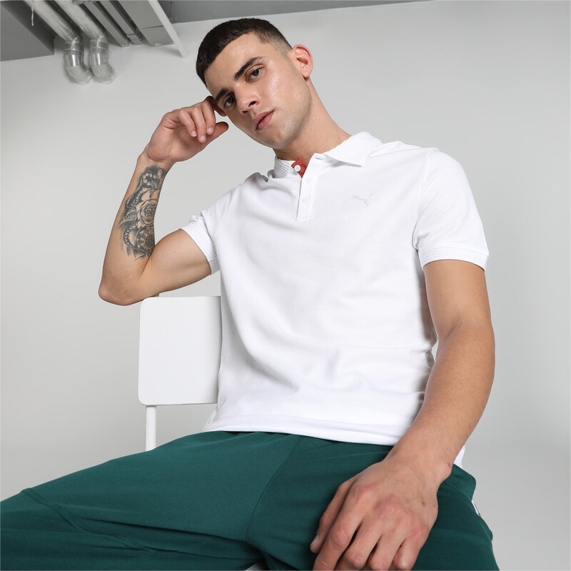 

Men's PUMA Ottoman Collar Slim Fit Polo, White