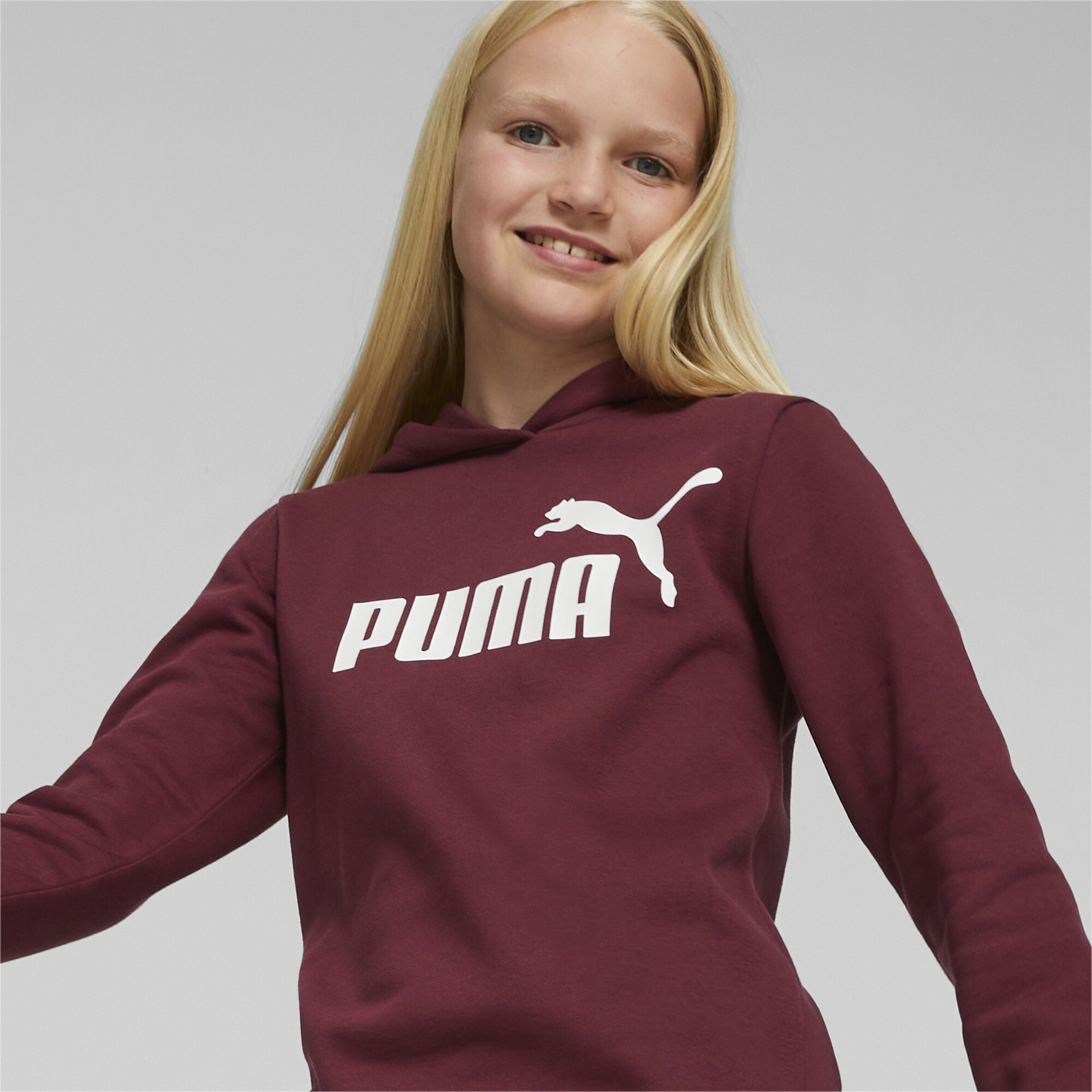 Women's Puma Essentials Logo Hooded Dress Youth, Red, Size 3-4Y, Clothing
