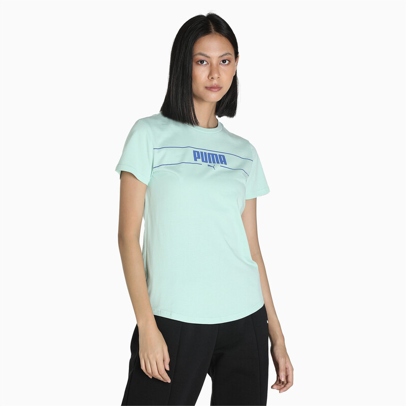 

Women's PUMA Small Cat Logo Regular Fit T-Shirt, Gray/green