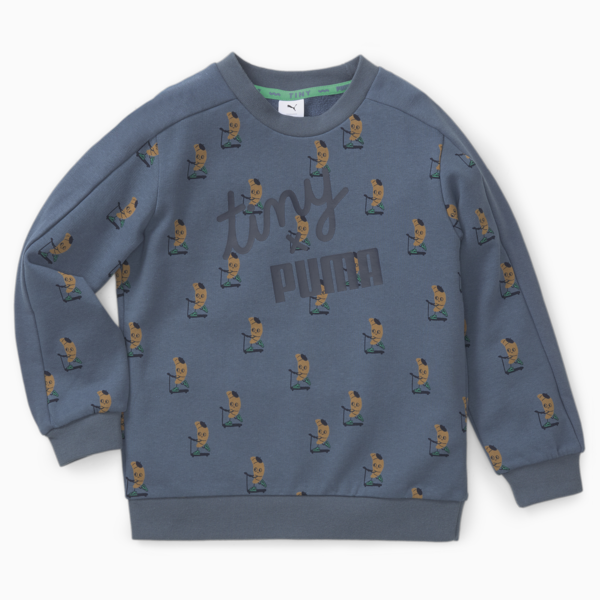 PUMA x TINY COTTONS Printed Crew Neck Sweatshirt Kids, Evening Sky-AOP, large-ZAF
