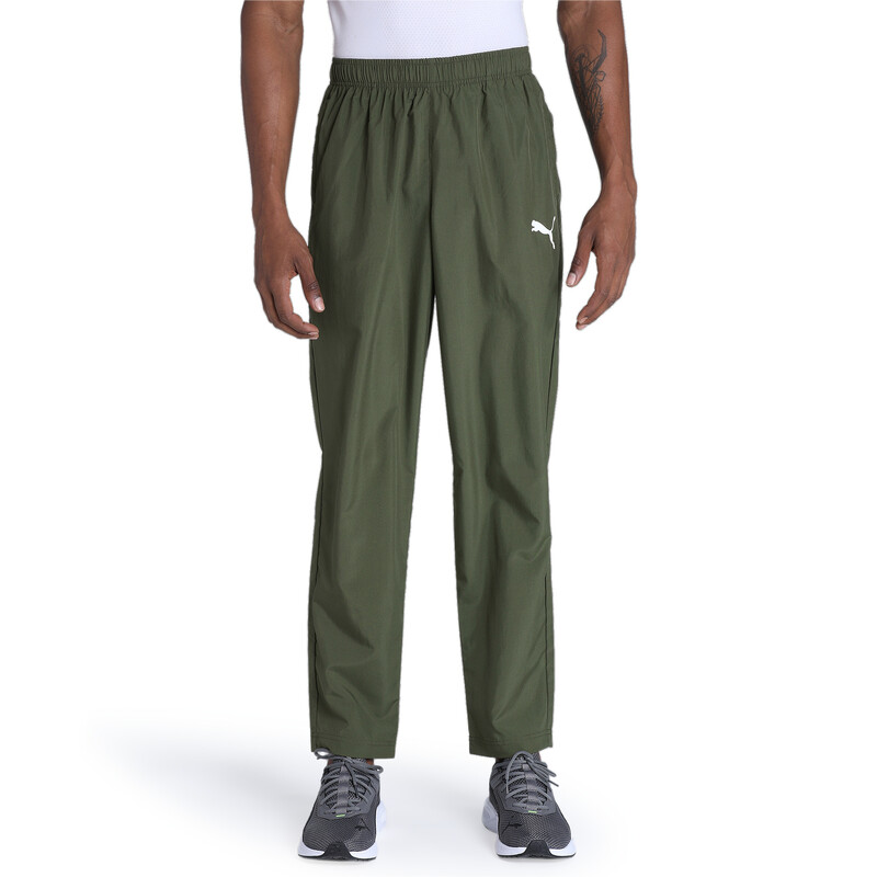 Men's PUMA Woven Regular Fit Trackpants in Green size S