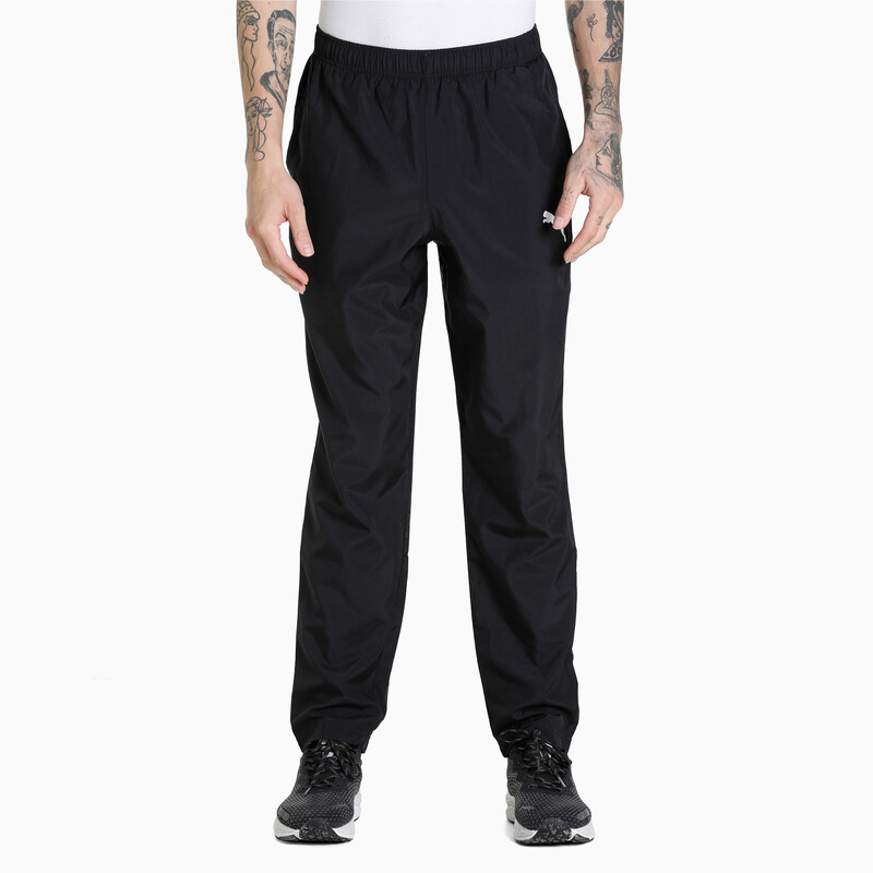 Men's PUMA Woven Regular Fit Trackpants in Black size S