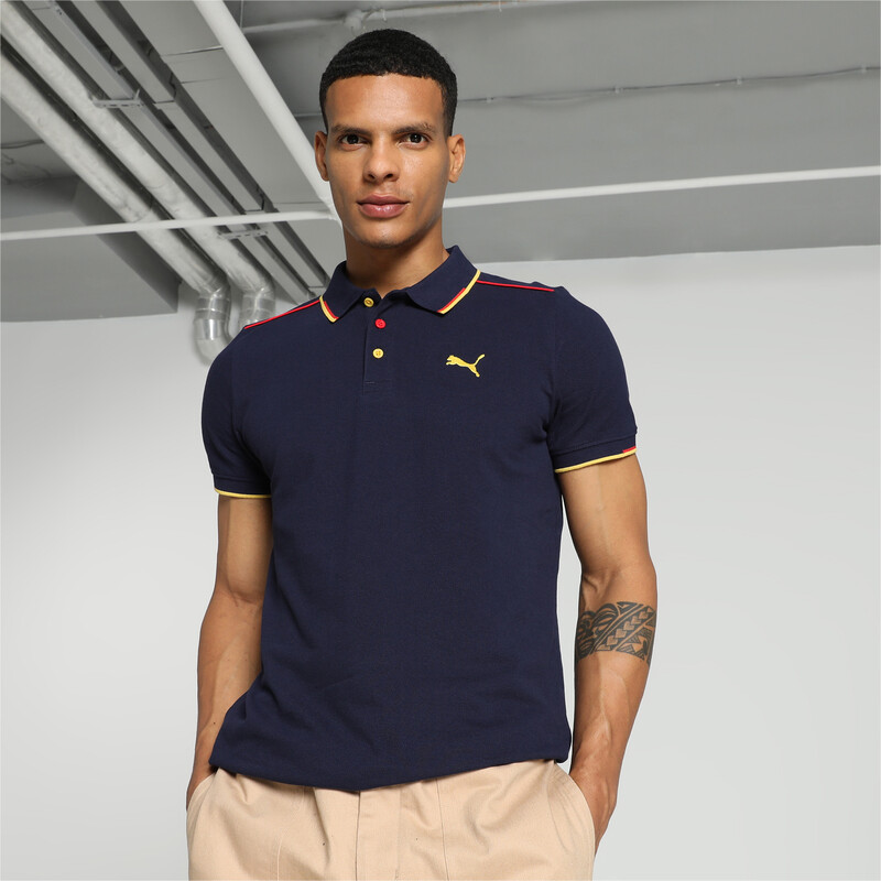Men's PUMA Contrast Tipping Slim Fit Polo in Blue size S