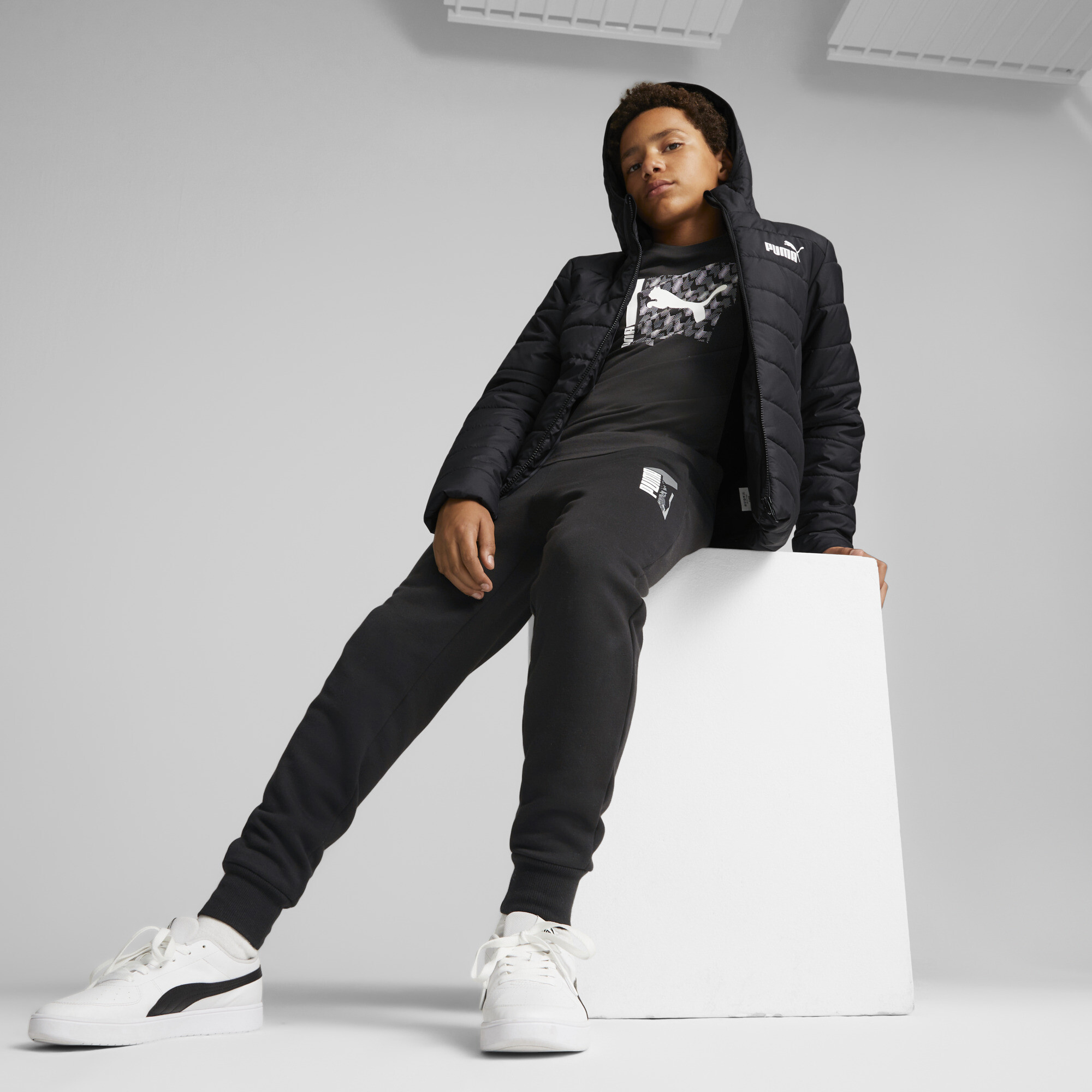 Puma Essentials Wattierte Jacke Teenager Für Herren Für Damen Für Kinder | Mit Plain | Black | Größe: 5-6Y