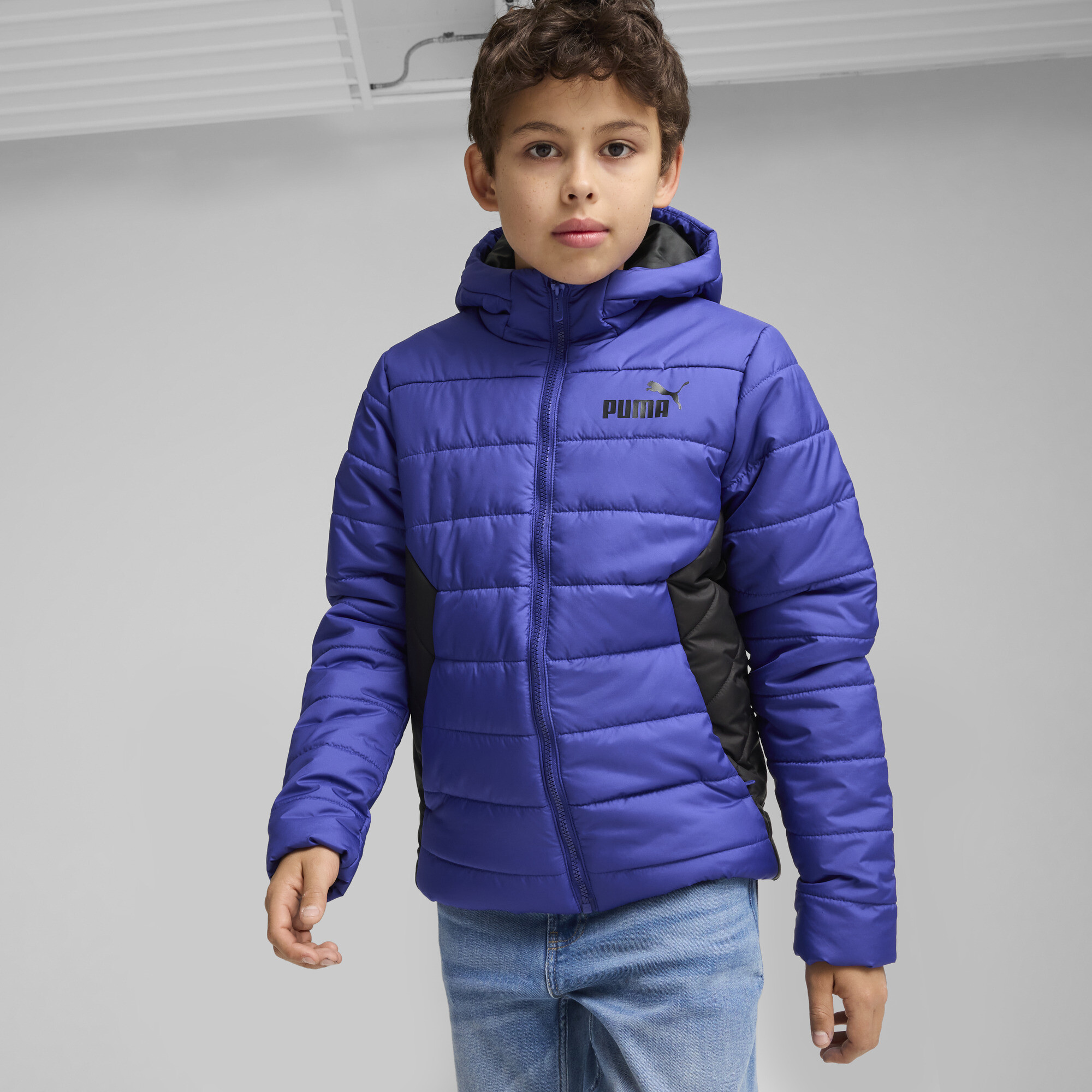 Men's Puma Essentials Padded Jacket Youth, Blue, Size 4-5Y, Clothing